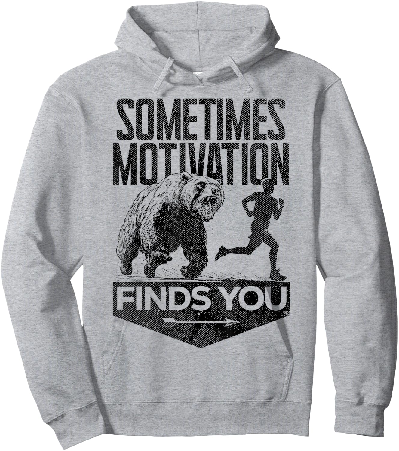 Sometimes Motivation Finds You Funny Running Motivational Hoodie - Hoodie | Ash