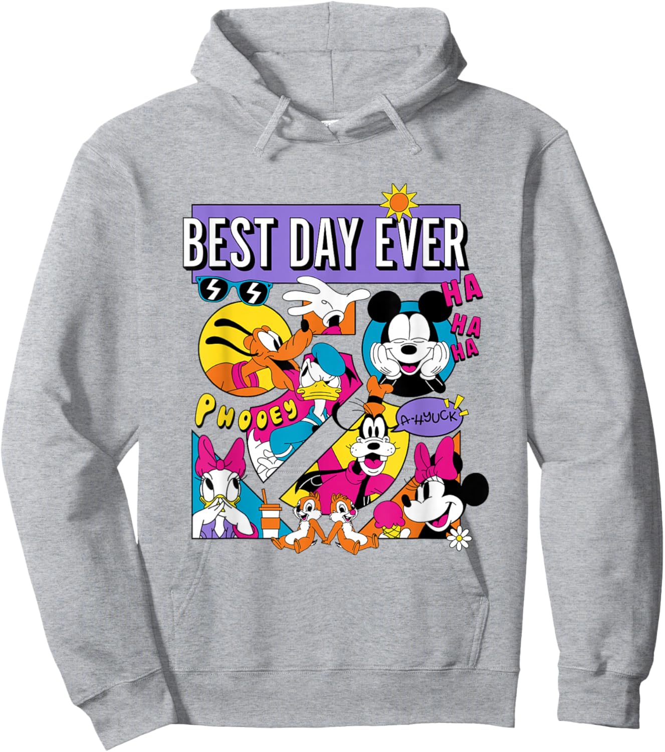 Disney Mickey And Friends Best Day Ever Retro Comic Panels Hoodie - Hoodie | Ash
