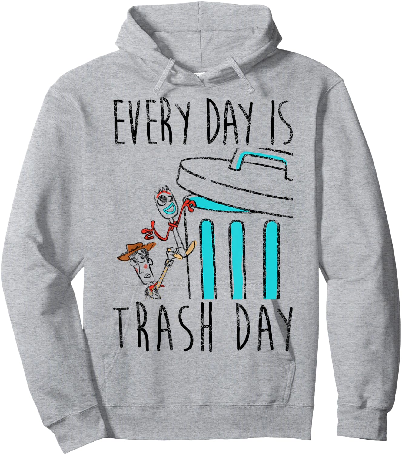 Disney Pixar Toy Story 4 Blue Everyday Is Trash Day Hoodie - Hoodie | Ash
