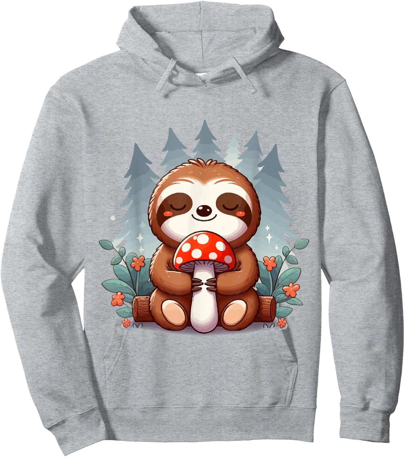 Hugging Sloth And Mushroom - Zookeeper Wildlife Animal Lover Hoodie - Hoodie | Ash