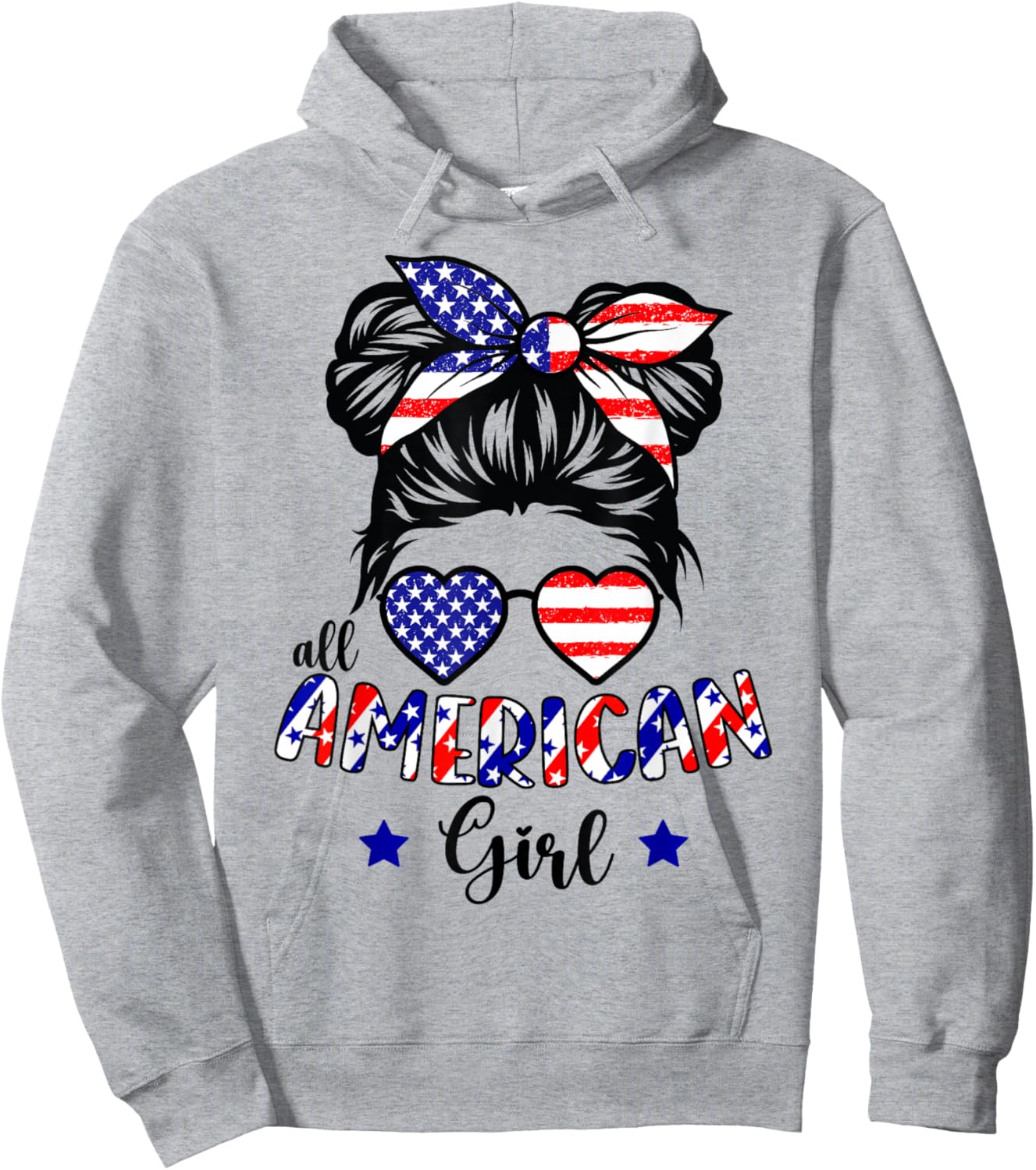 All American Girl 4th of July Patriotic Shirts for Girls Hoodie - Hoodie | Ash