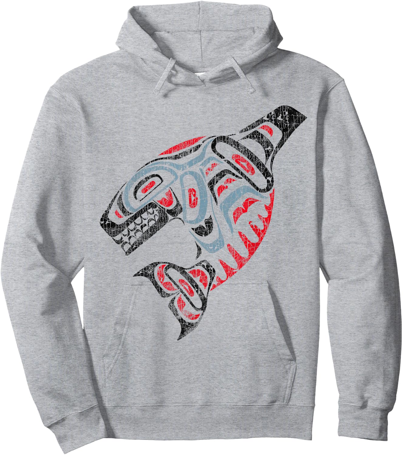 vintage Orca Killer Whale Pacific Northwest Native American Hoodie - Hoodie | Ash