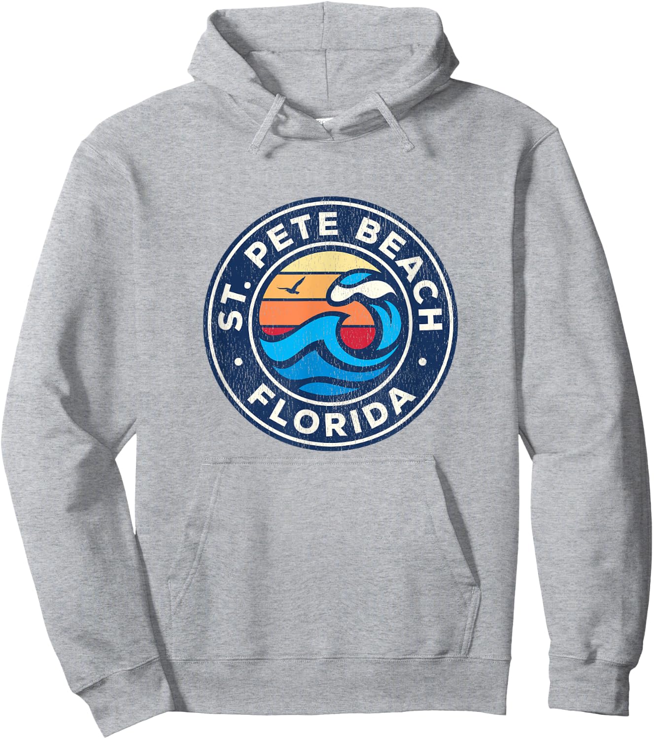 St. Pete Beach Florida FL Vintage Nautical Waves Design Women Girls Kids Hoodie - Hoodie | Ash