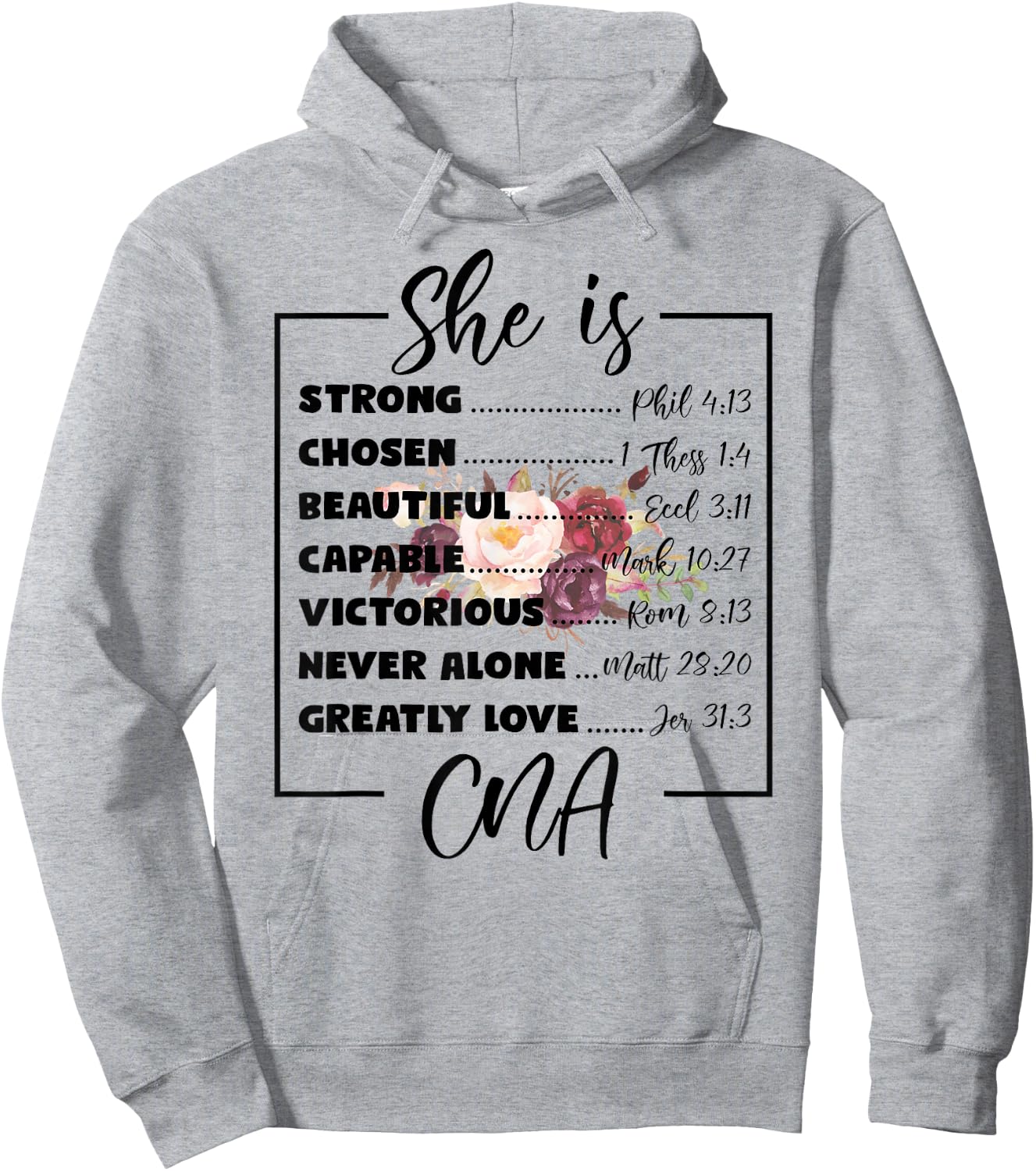 Flower She Is CNA Christian Mothers Day Religious Women Hoodie - Hoodie | Ash