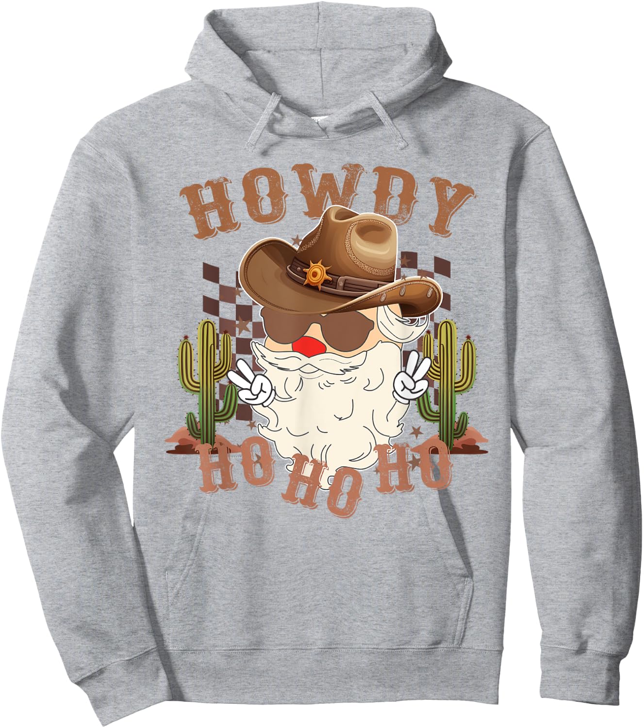 Howdy Ho Ho Ho Western Santa Cowboy Christmas Product Hoodie - Hoodie | Ash
