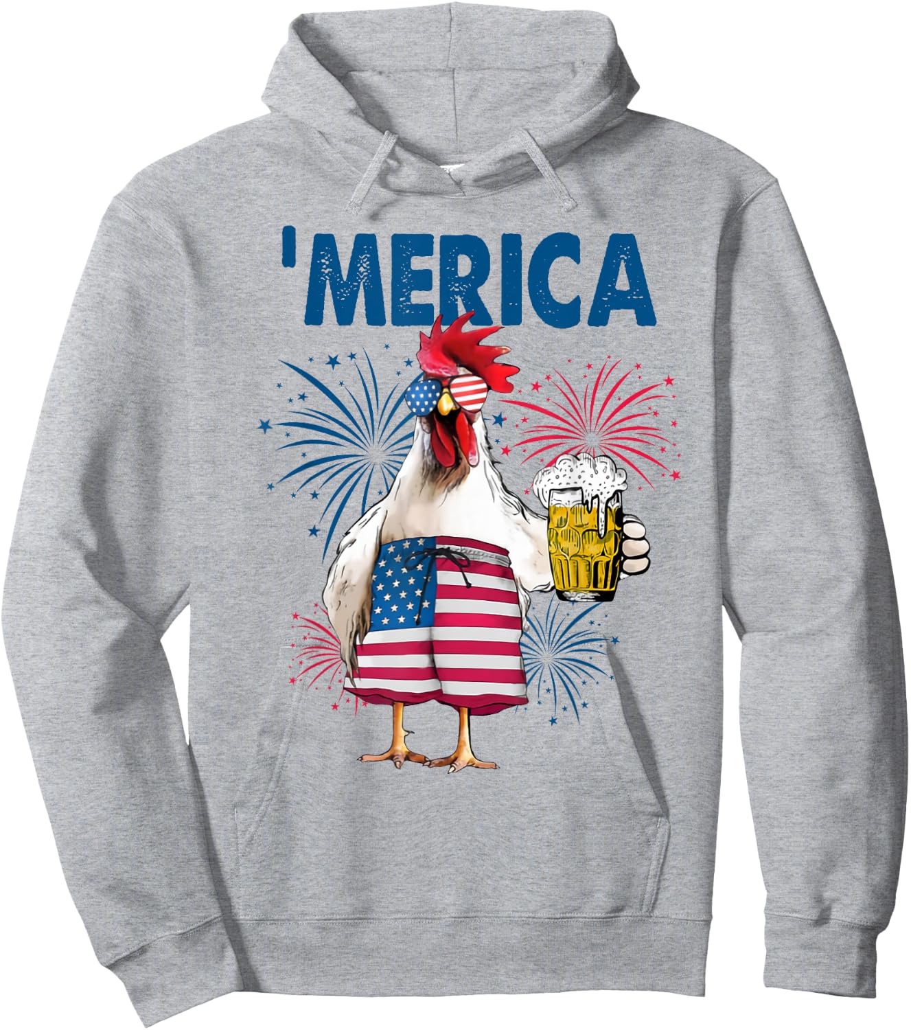 'Merica rooster Hoodie - Hoodie | Ash