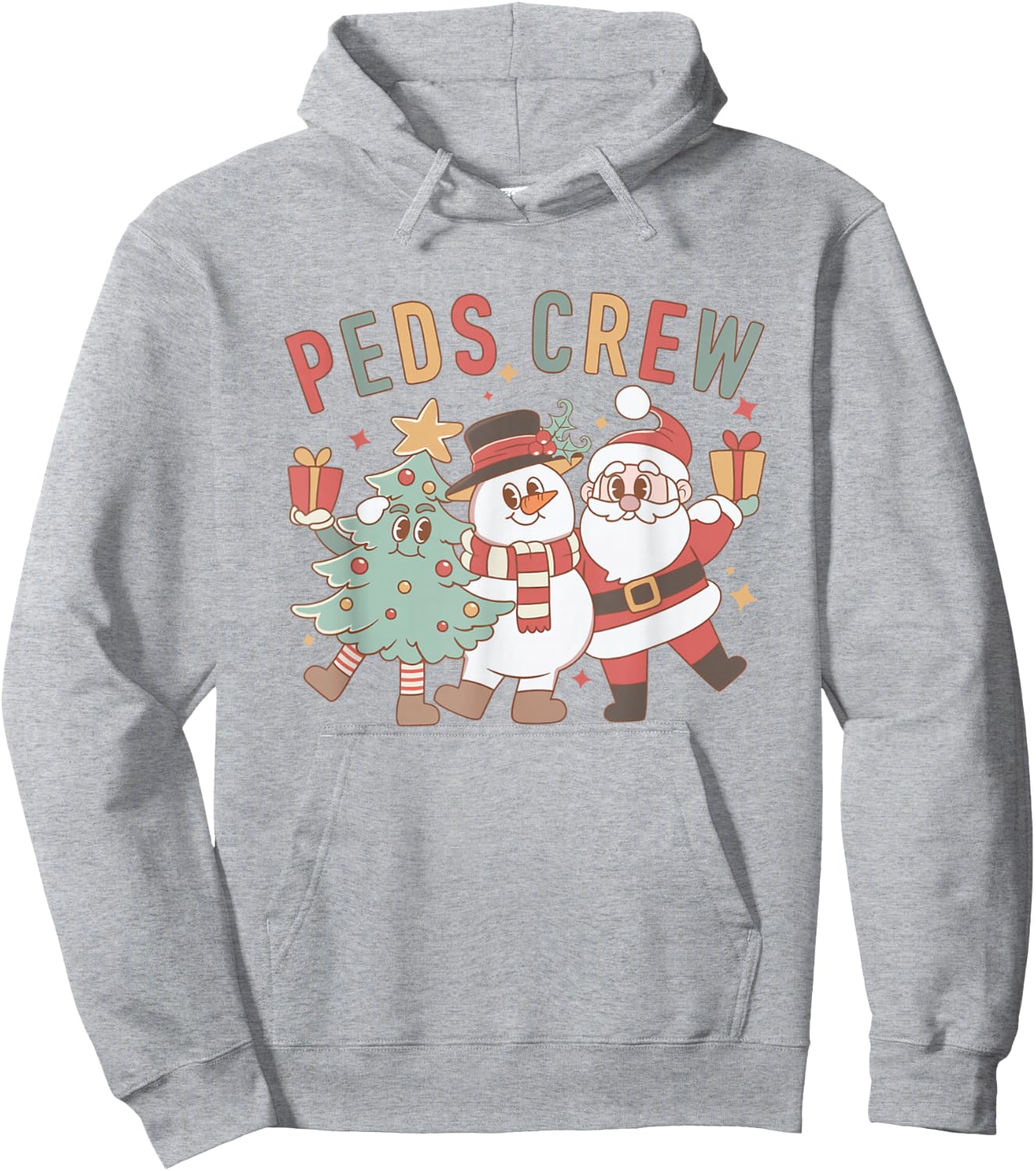 Retro Peds Crew Christmas Pediatric Nurse Nursing Group Hoodie - Hoodie | Ash