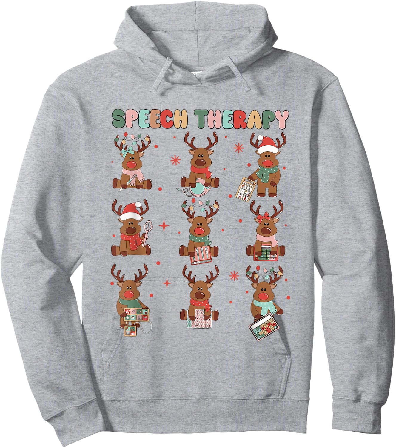 Speech Therapy Christmas Reindeers SLP Speech Pathologist Hoodie - Hoodie | Ash