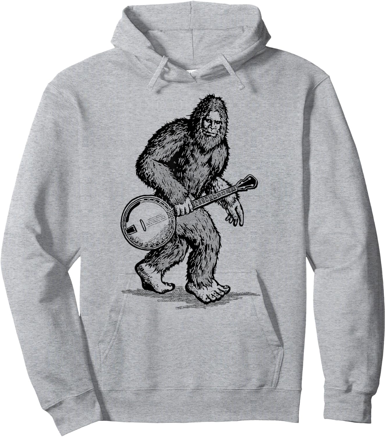Grassquatch! Vintage Bigfoot & Bluegrass Banjo Music Hoodie - Hoodie | Ash