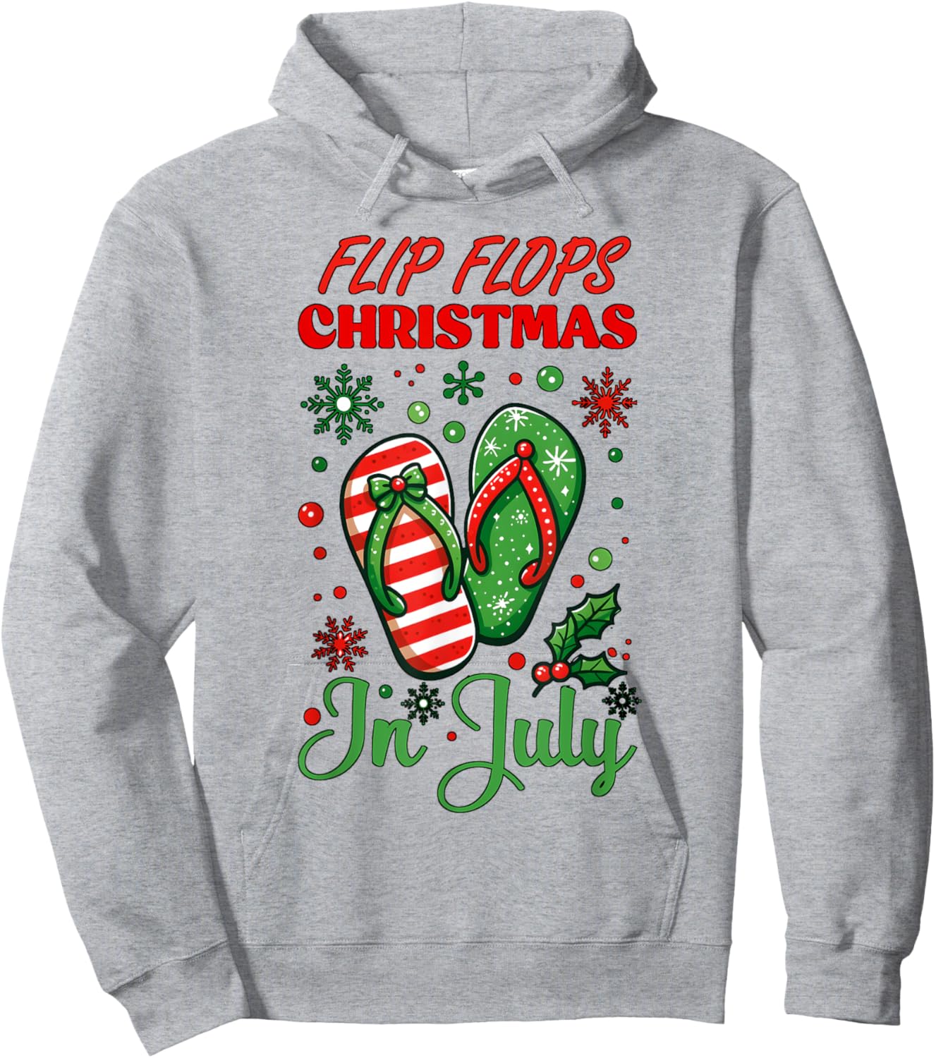 Flip Flops Christmas In July North Pole Snow Flakes Summer Hoodie - Hoodie | Ash