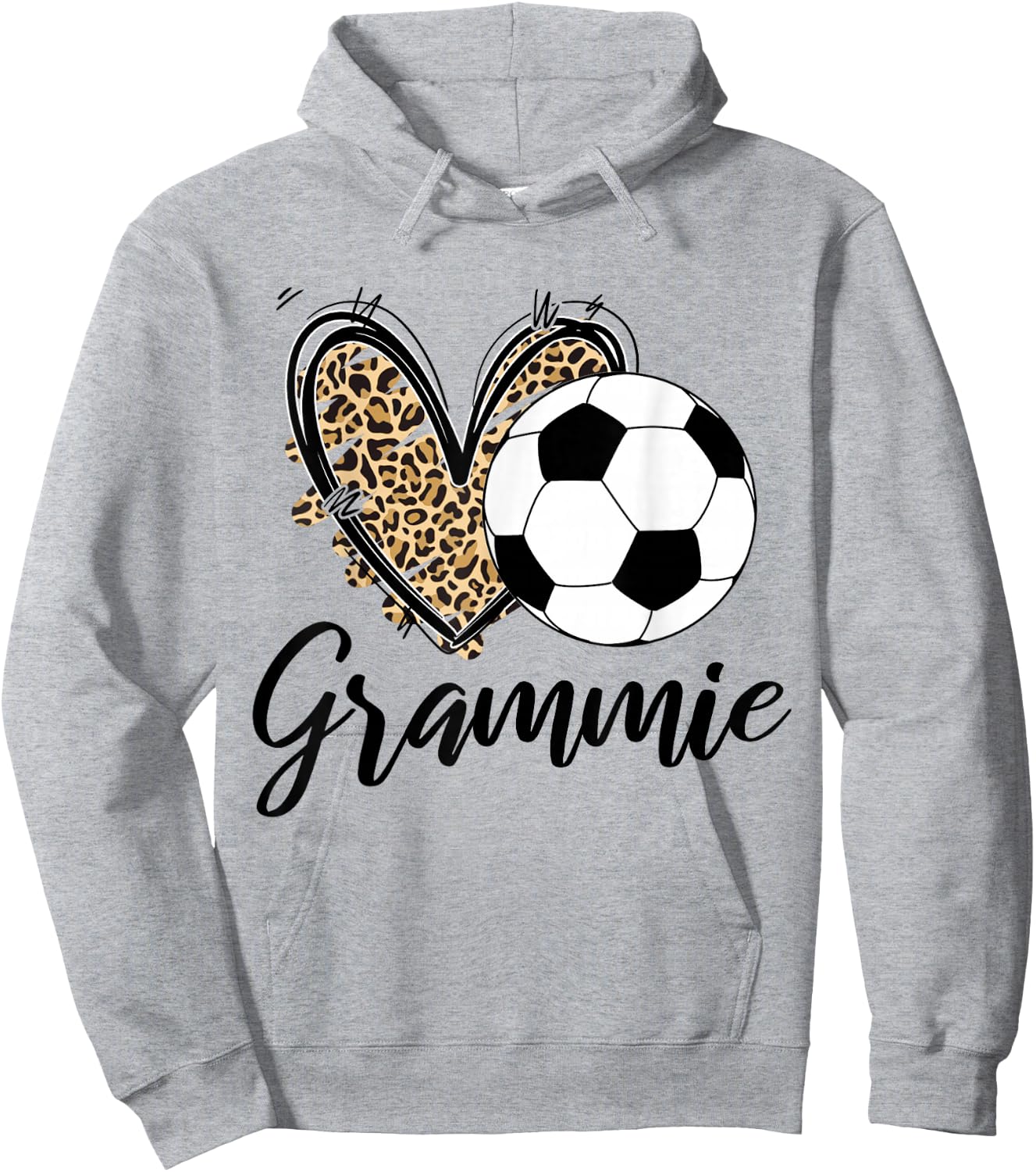 Soccer Grammie Leopard Heart Grammie Hoodie - Hoodie | Ash