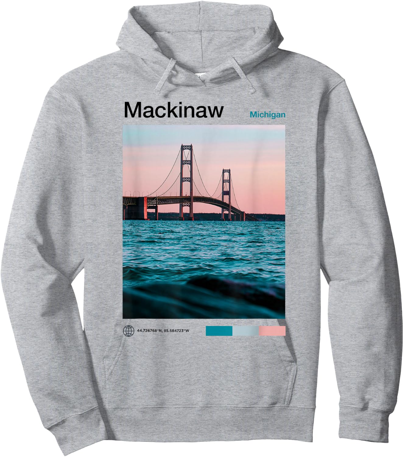 Mackinaw City Travel Art - USA Souvenir Michigan - American Hoodie - Hoodie | Ash