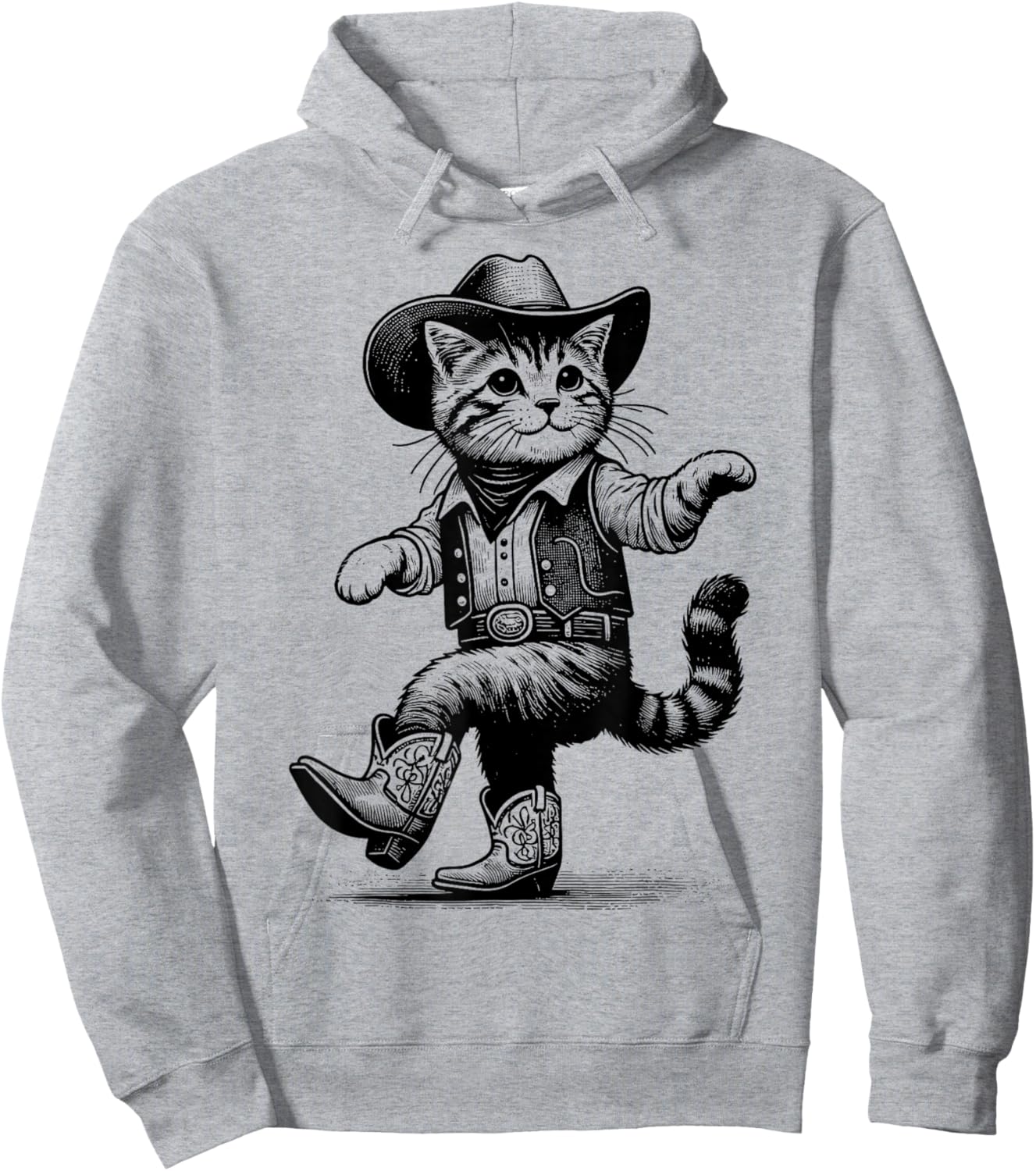 Cat With Cowboy Hat & Boots Cowgirl Western Country Hoodie - Hoodie | Ash