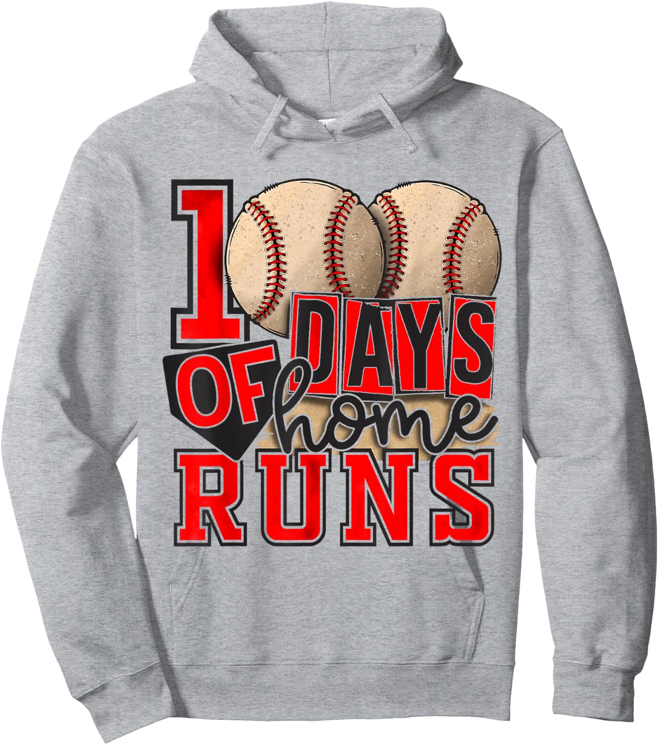 100 Days Of Home Runs Baseball 100th Day Of School Boys Girl Hoodie - Hoodie | Ash