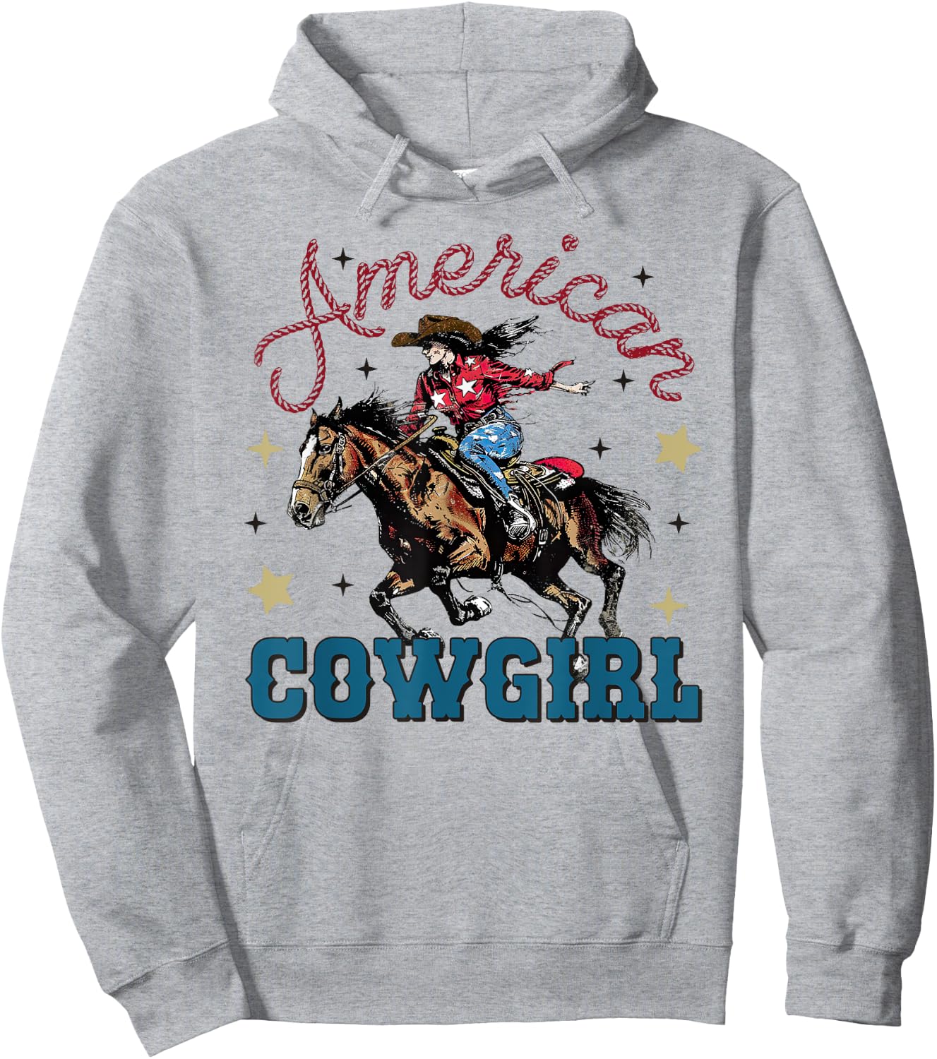 American Cowgirl July 4th Of July USA Coquette Patriotic Hoodie - Hoodie | Ash