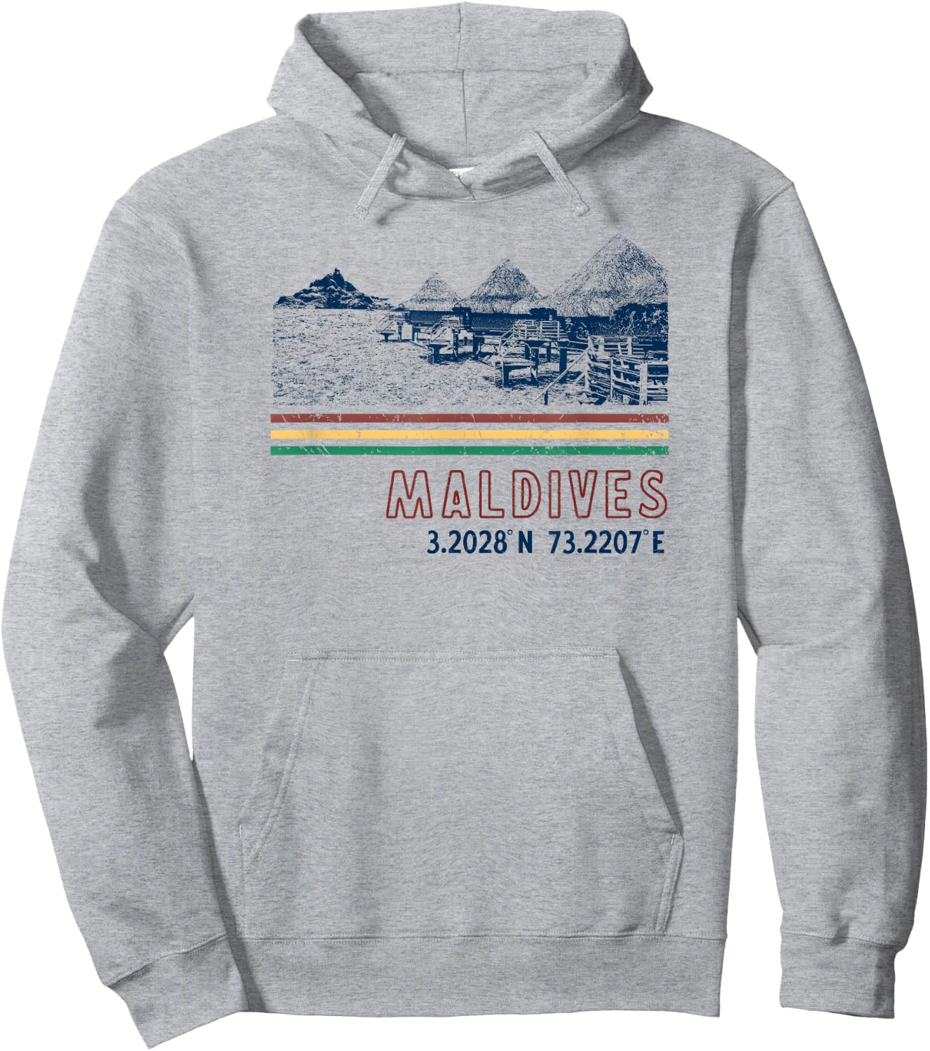 Maldives Bungalow Villas Retro Hoodie - Hoodie | Ash