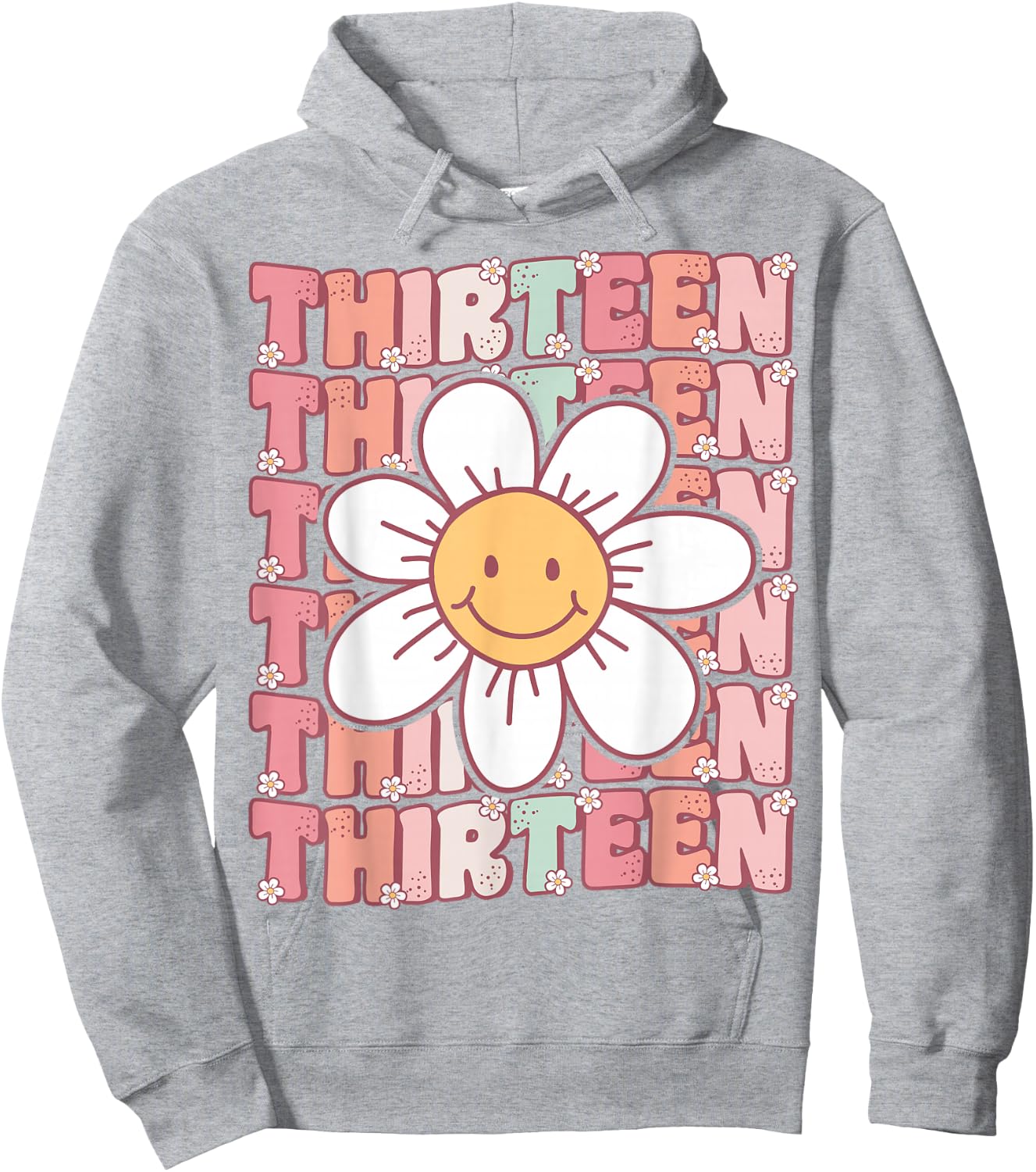 Groovy 13th Birthday Party Daisy Flower Thirteen Year Old Hoodie - Hoodie | Ash