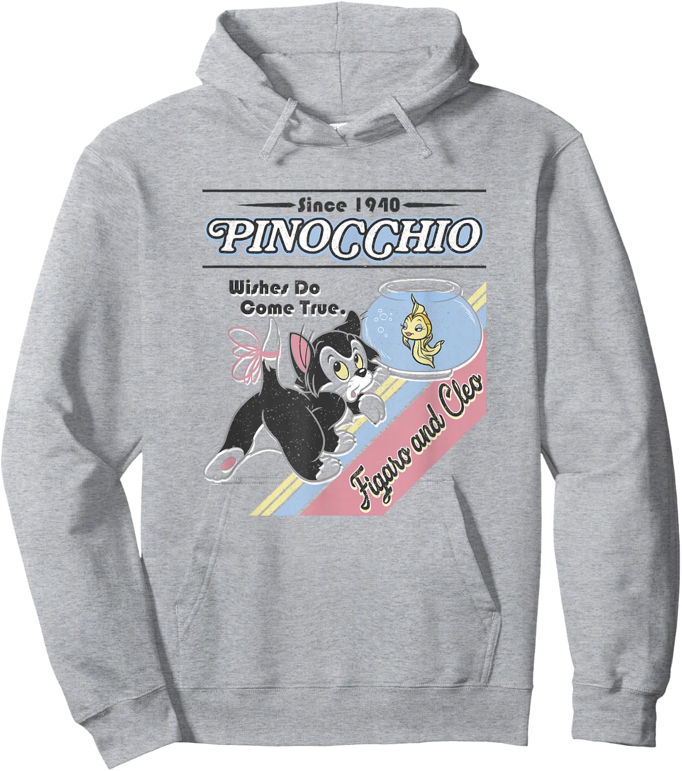 Disney Pinocchio Wishes Do Come True Figaro and Cleo Retro Hoodie - Hoodie | Ash