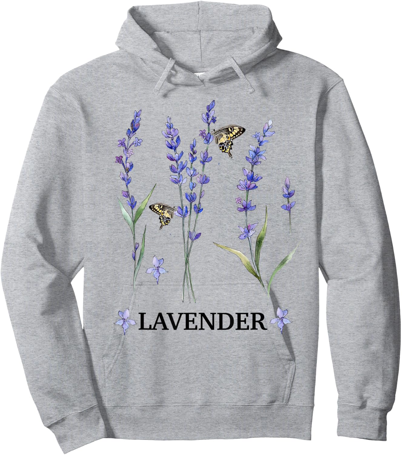 Lavender Plant Butterfly Herb Purple Flower Botanical Gift Hoodie - Hoodie | Ash