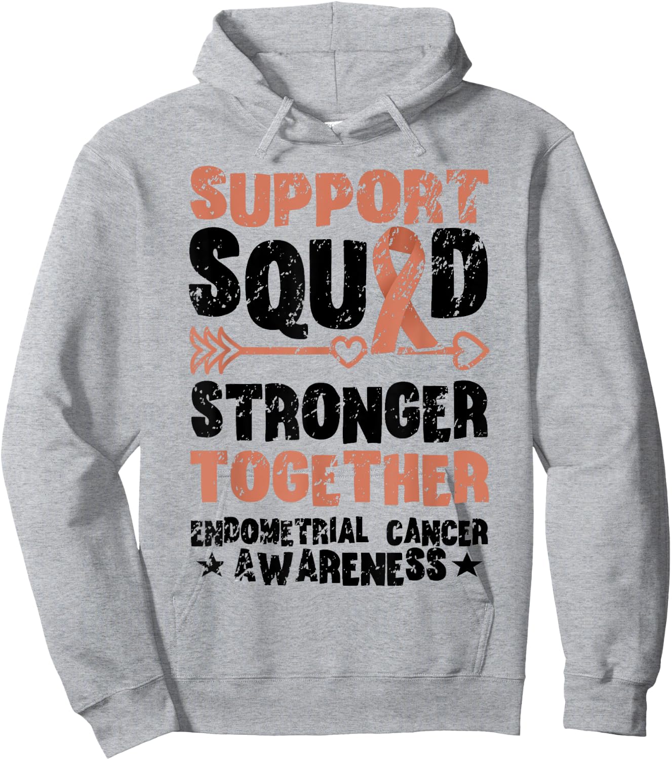 Support Squad Together Vintage Endometrial Cancer Awareness Hoodie - Hoodie | Ash