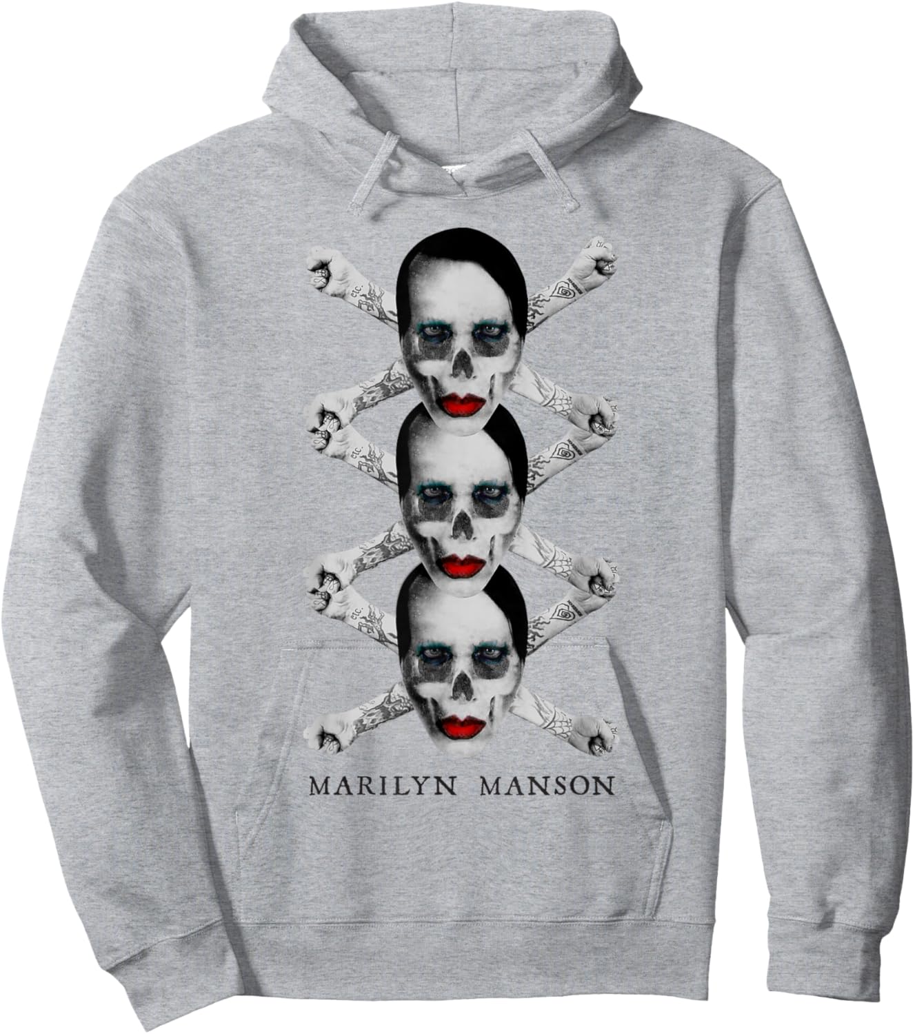 Marilyn Manson – Crossbones X3 Hoodie - Hoodie | Ash