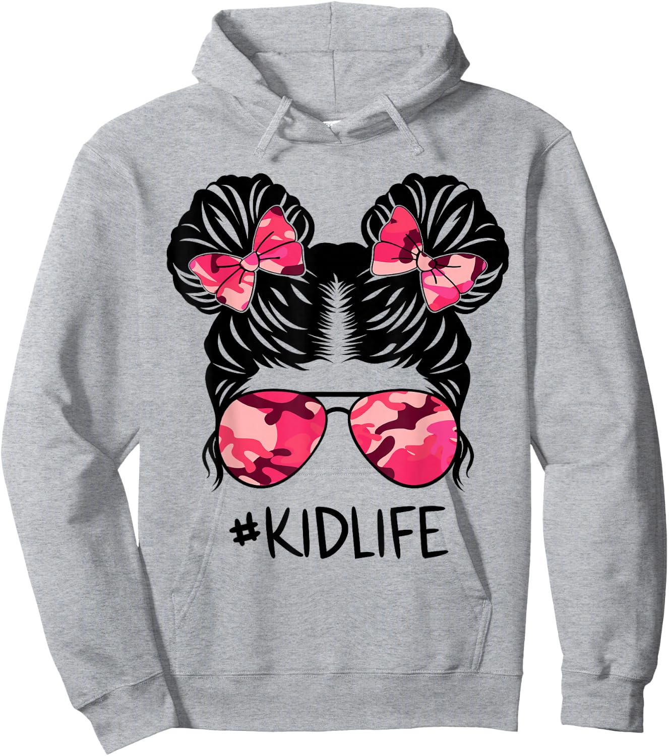 Messy Bun Army Kidlife Camo Print Sunglasses Kid Life Hoodie - Hoodie | Ash