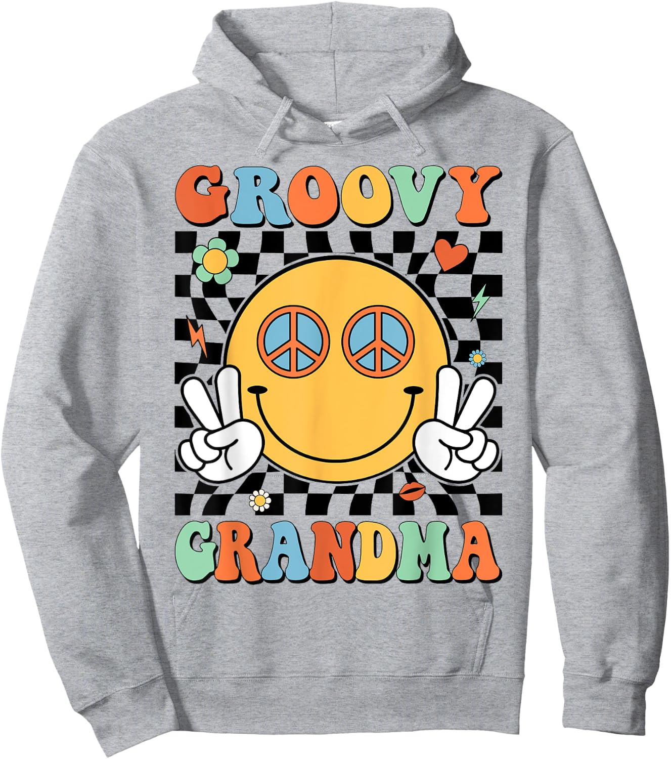 Groovy Grandma Matching Family 70s 80s Retro Hippie Costume Hoodie - Hoodie | Ash