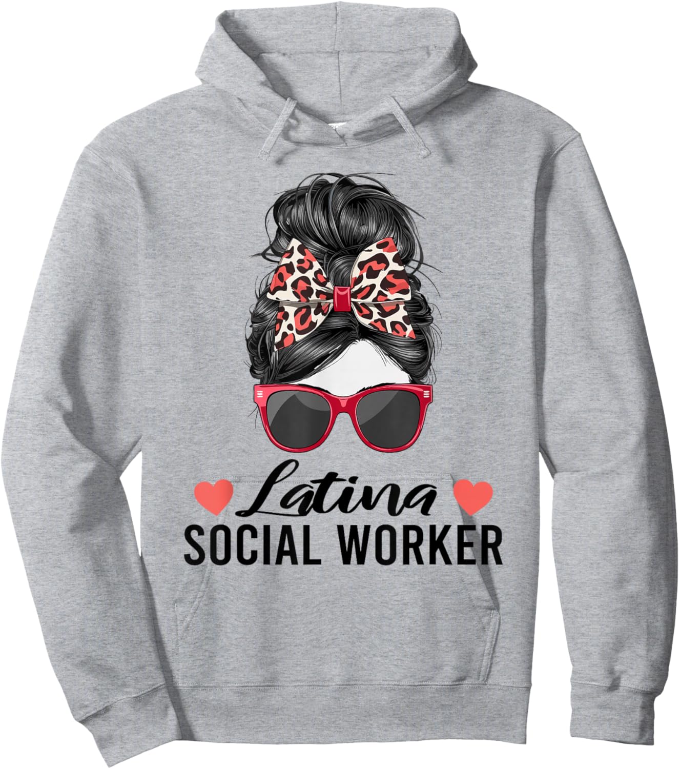 Latina Social Worker Messy Bun Hispanic Latin American Women Hoodie - Hoodie | Ash