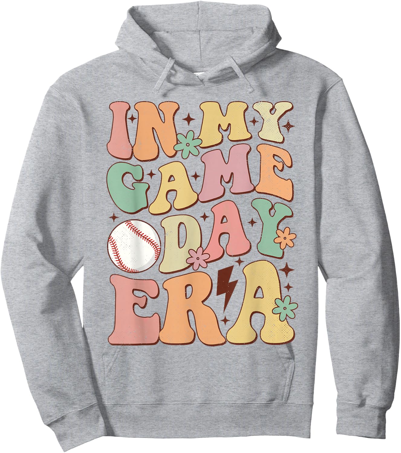 Groovy In My Game Day Era Baseball Game Day Vibes Women Girl Hoodie - Hoodie | Ash