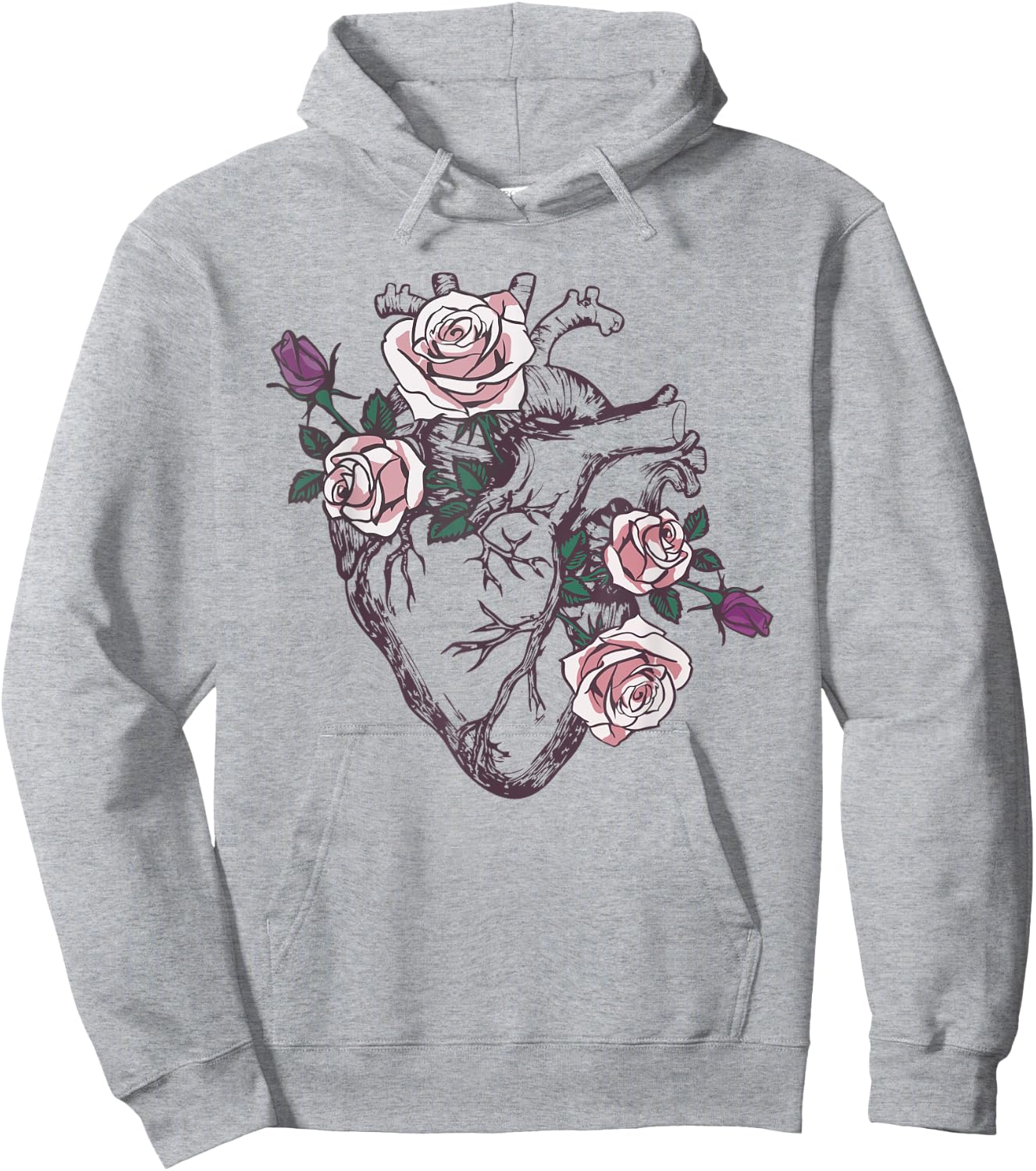 Anatomical Heart Floral Cute Roses Human Anatomy Love Nurse Hoodie - Hoodie | Ash