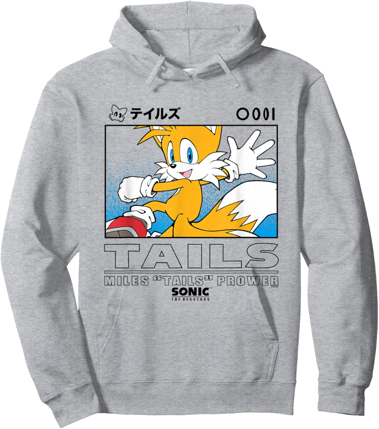 Sonic The Hedgehog Miles Tails Prower Kanji Portrait Hoodie - Hoodie | Ash