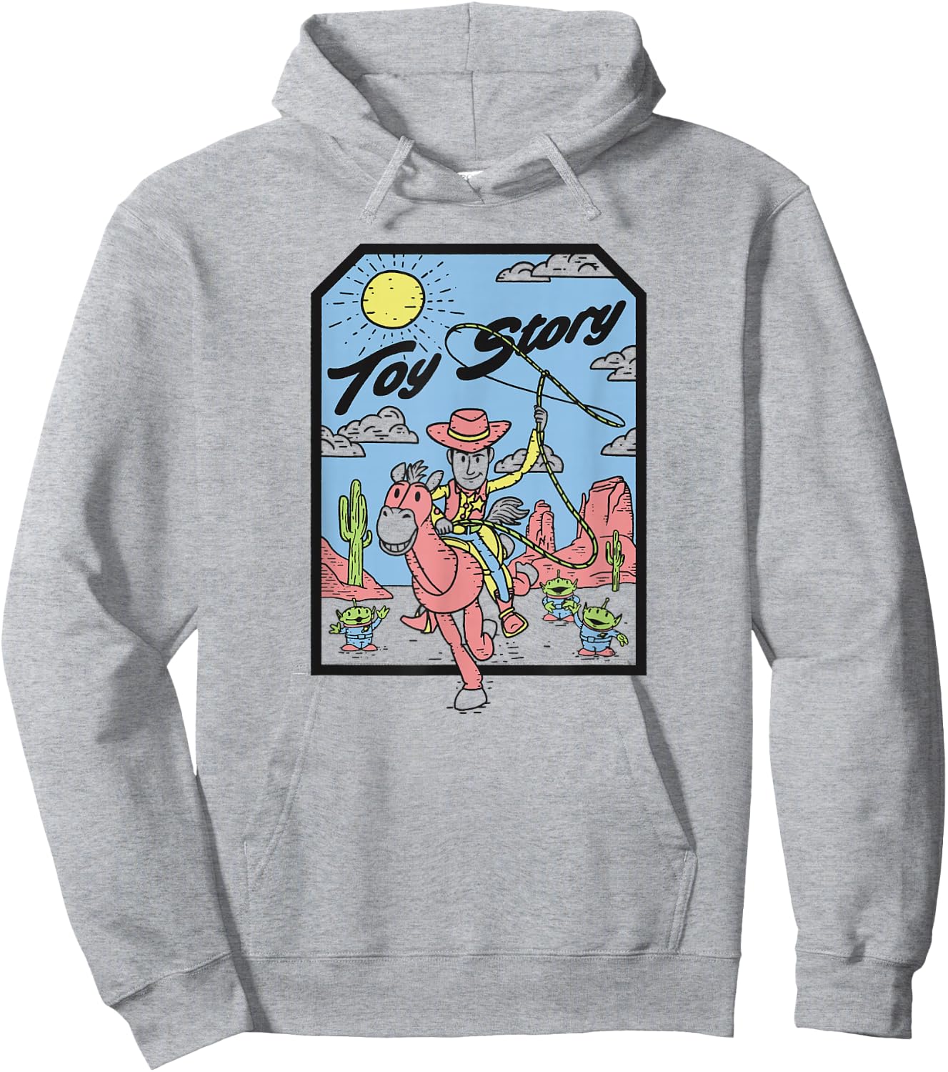 Disney Pixar Toy Story Woody & Bullseye Lasso Portrait Hoodie - Hoodie | Ash
