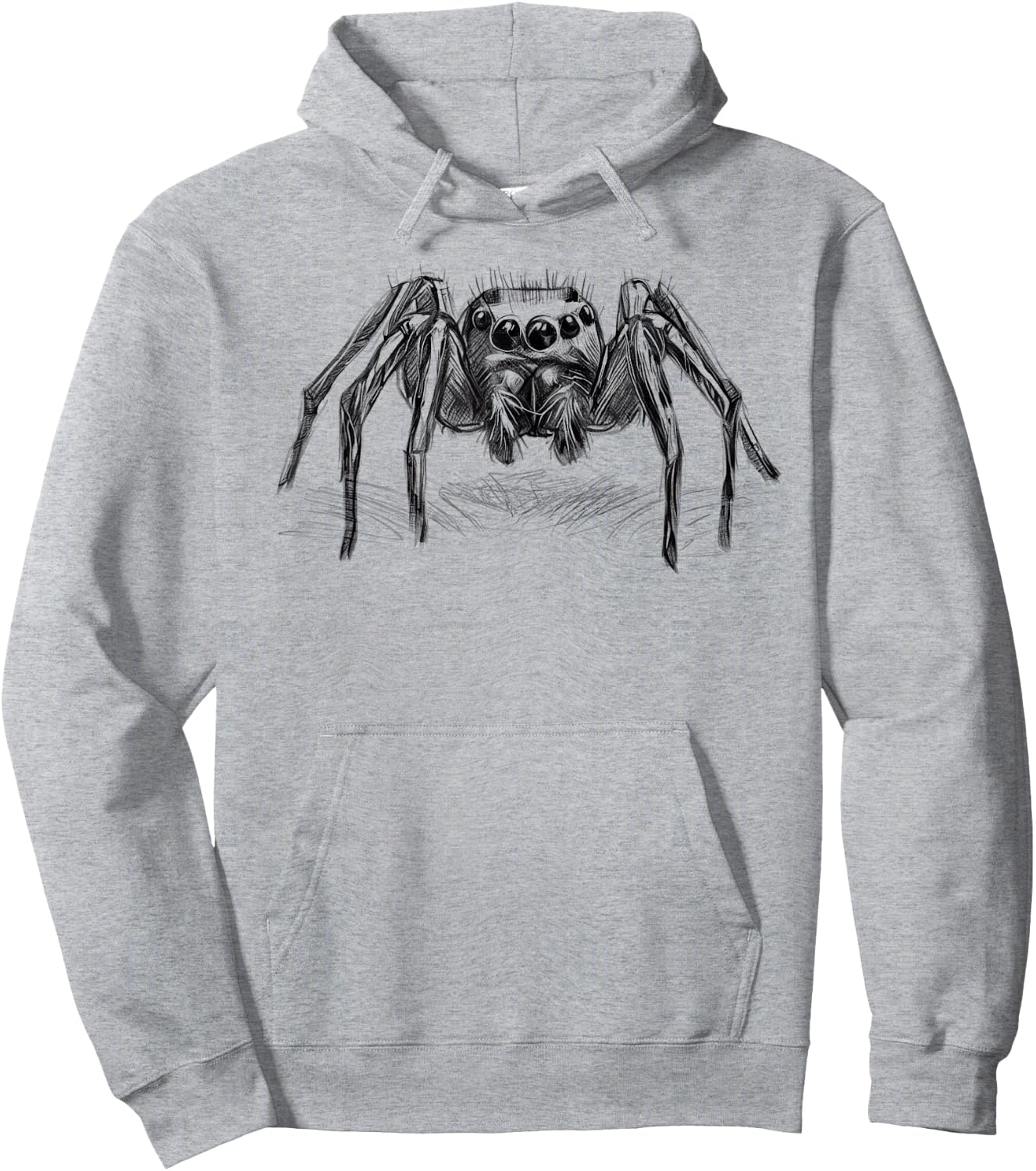 Jumping Spider, Jumping Spider, as a Drawing in Black Hoodie - Hoodie | Ash