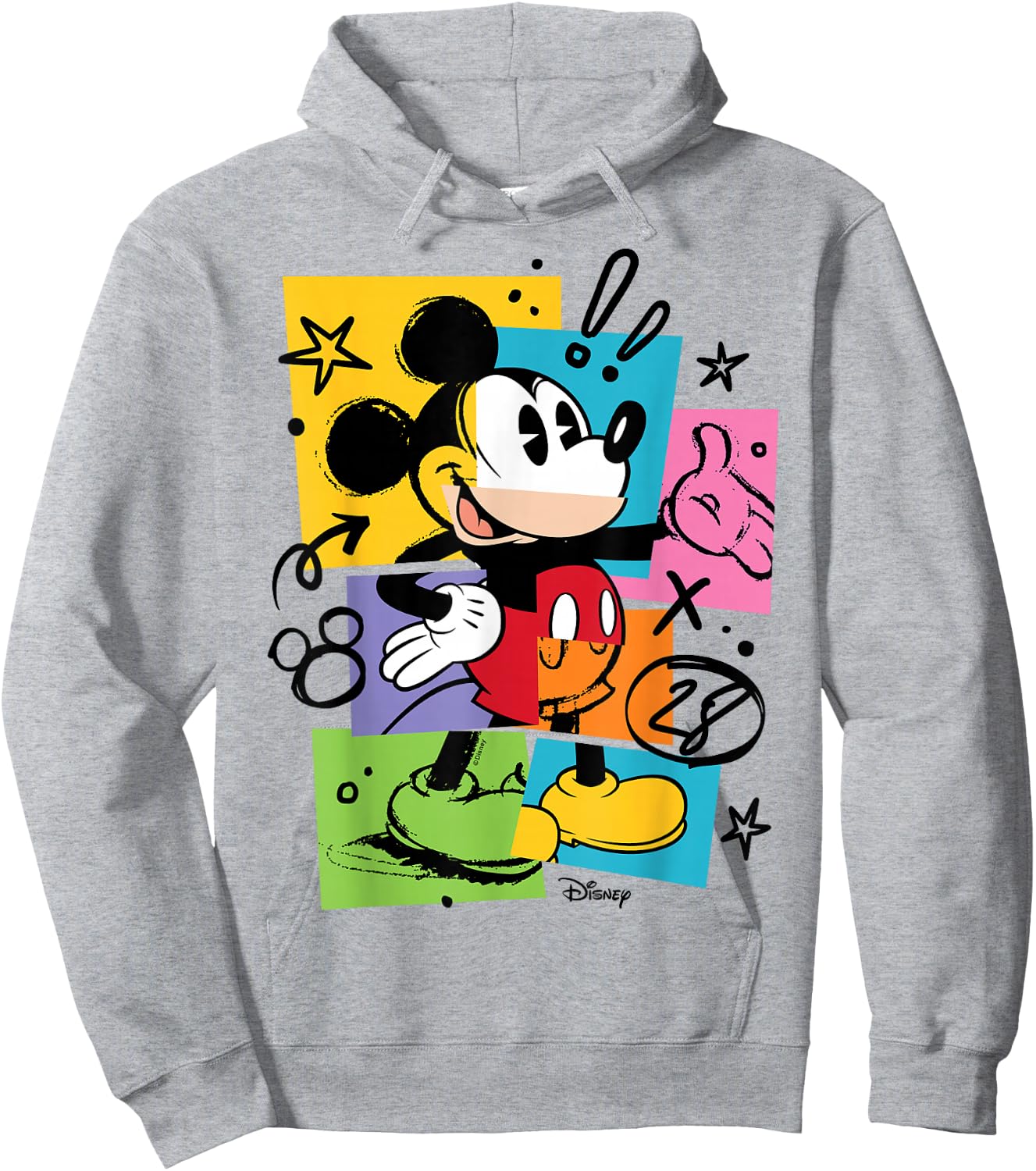Mikey Mouse - Sketch Colorful Blocks Doodles Hoodie - Hoodie | Ash