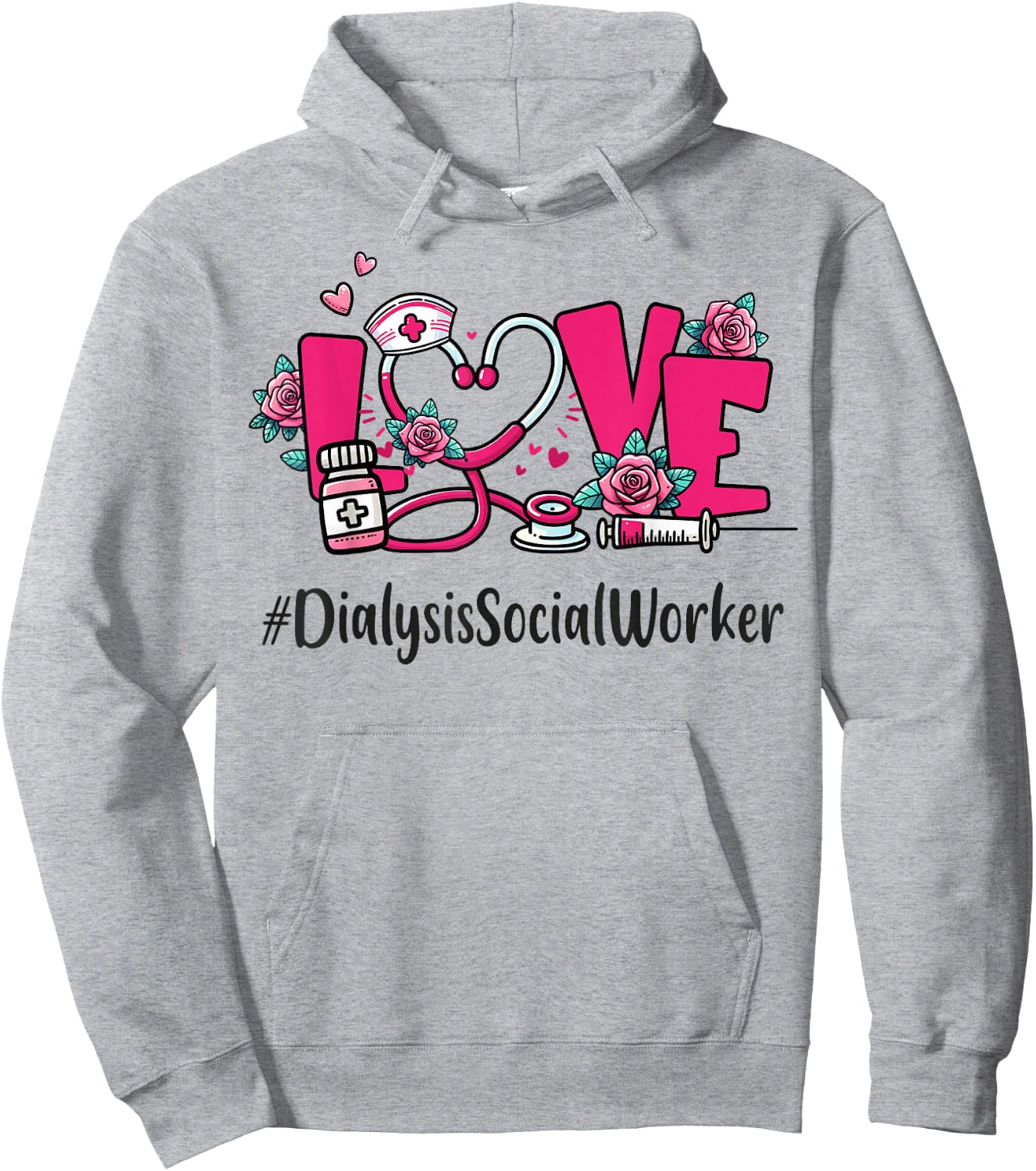 Dialysis Social Worker Love Valentines Day Cute Appreciation Hoodie - Hoodie | Ash