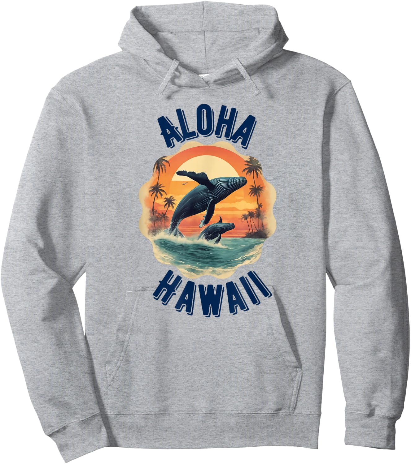 Retro Aloha Hawaii Whale Vintage Hawaiian Souvenir Hoodie - Hoodie | Ash