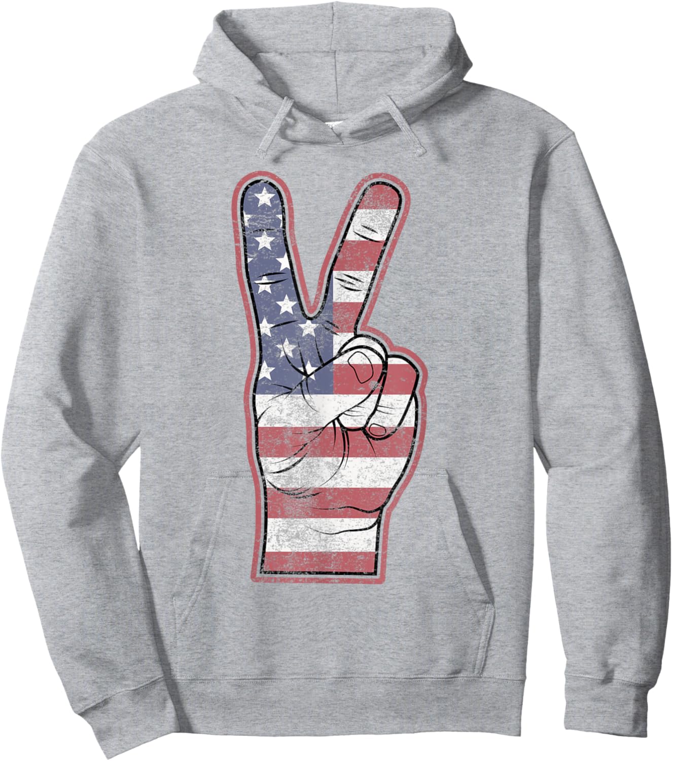 Peace Fingers 4th of July American Flag Men Boys Toddler kid Hoodie - Hoodie | Ash