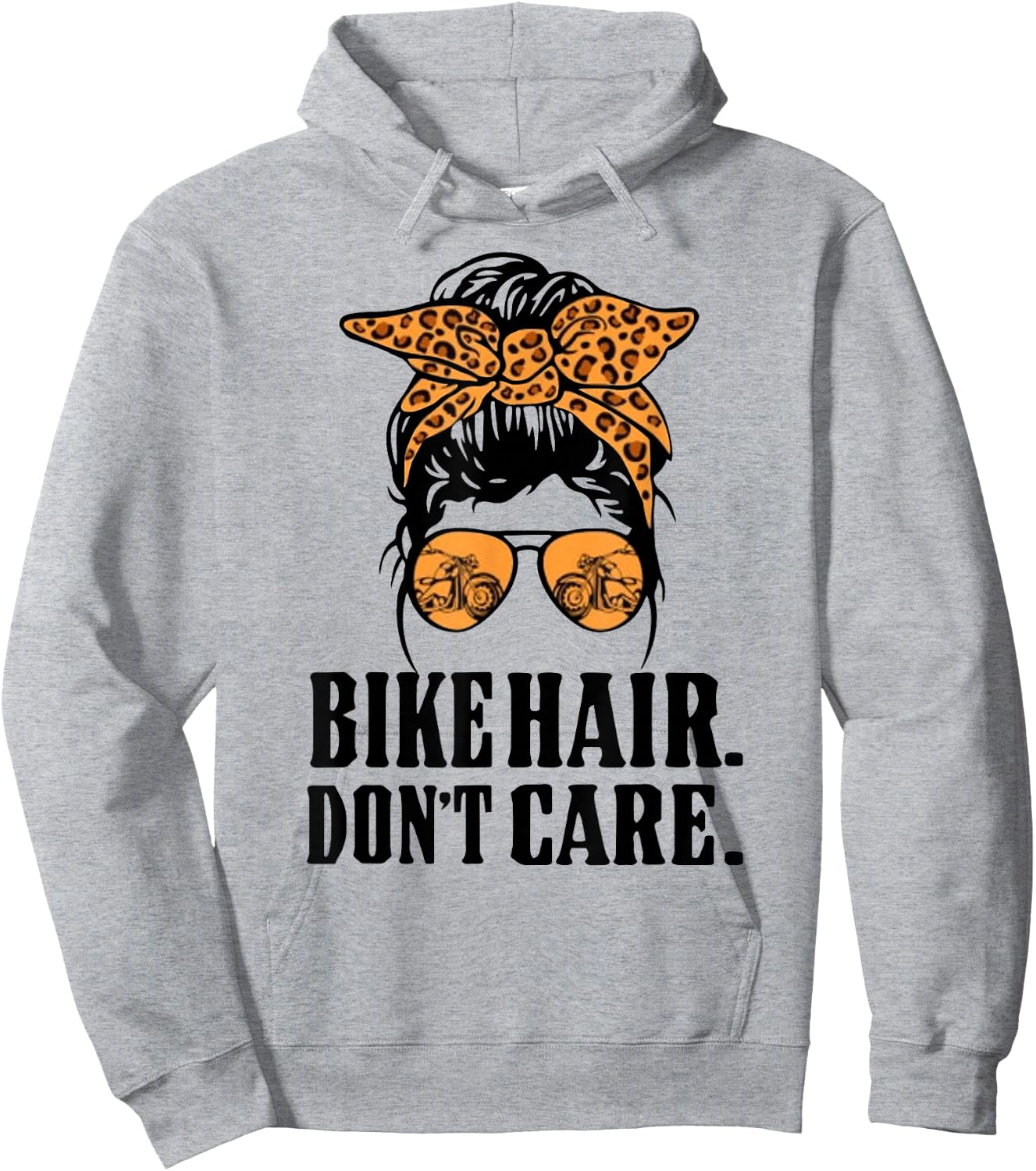 Bike Hair Don't Care Leopard Motorcycle Messy Bun Biker Life Hoodie - Hoodie | Ash