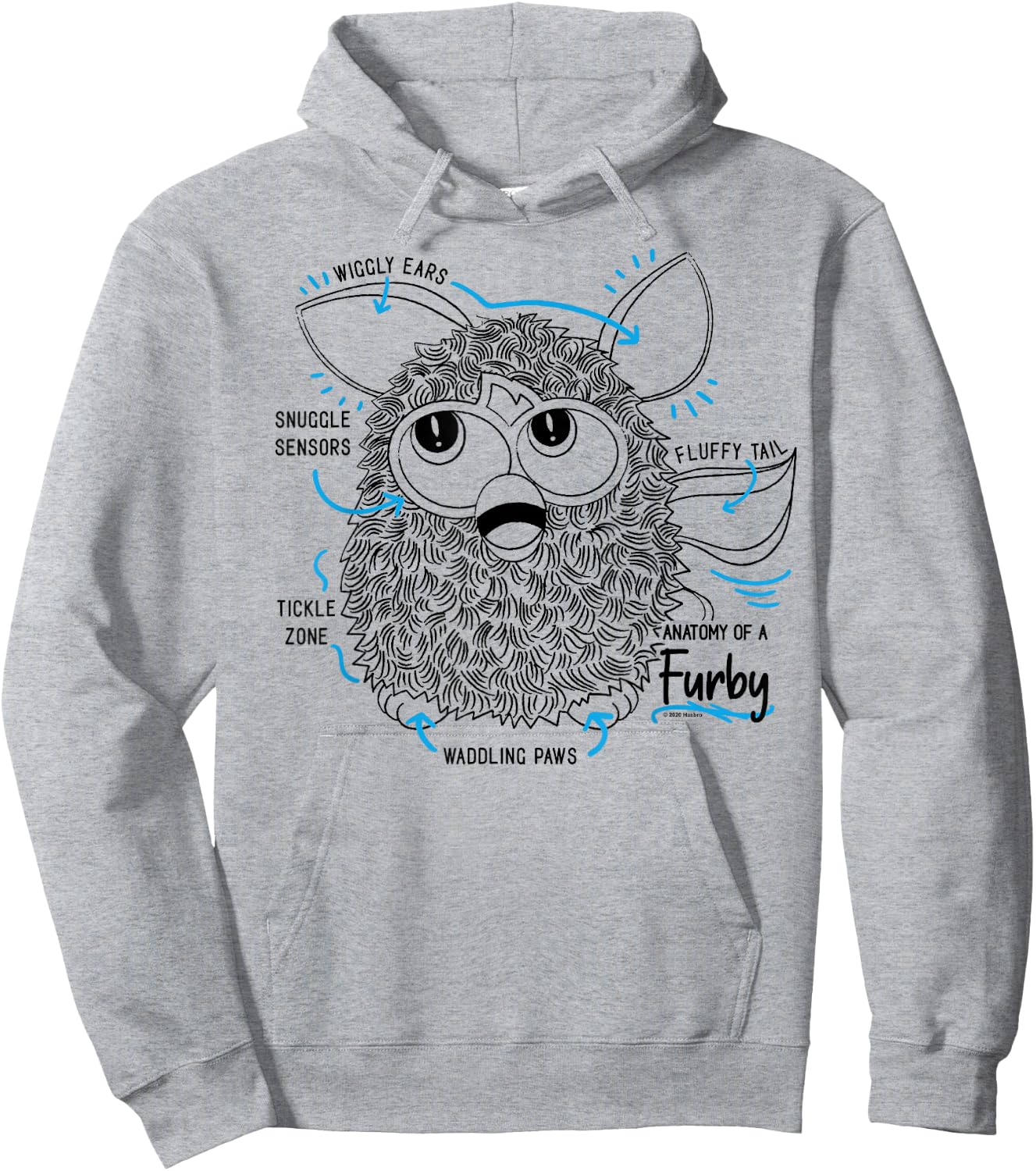 Furby Anatomy of A Furby Retro Textbook Diagram Hoodie - Hoodie | Ash