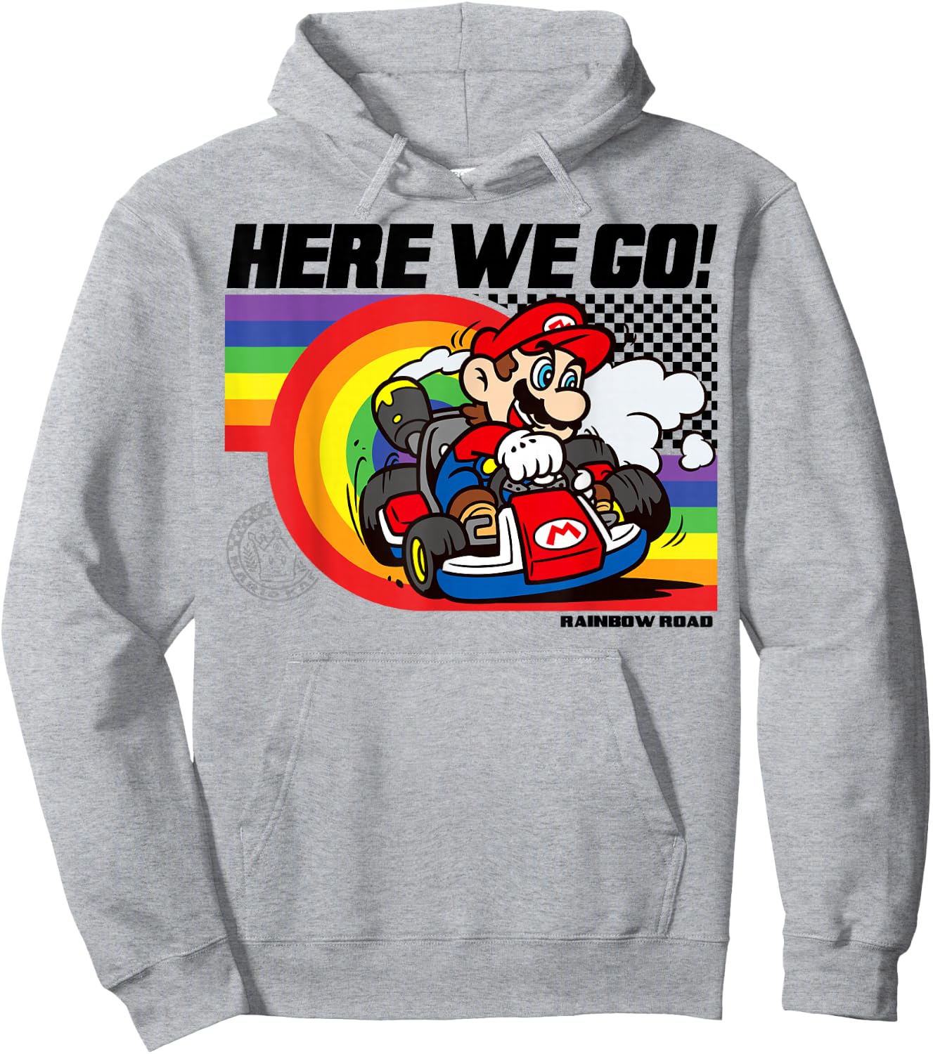 Mario Kart Pride Rainbow Road Here We Go Nintendo Icon Hoodie - Hoodie | Ash