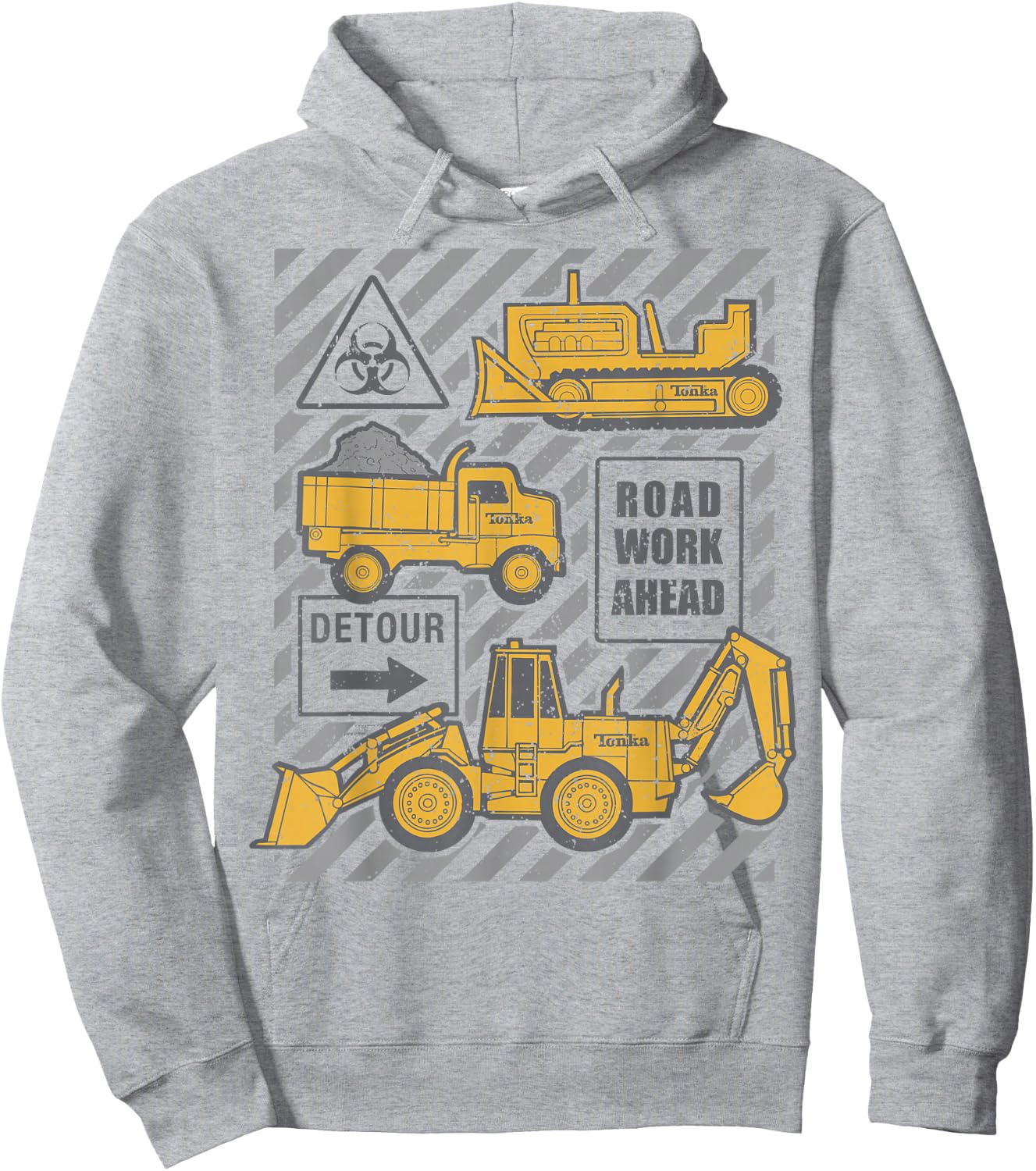 Tonka Trucks Road Work Ahead Construction Sign Logo Hoodie - Hoodie | Ash