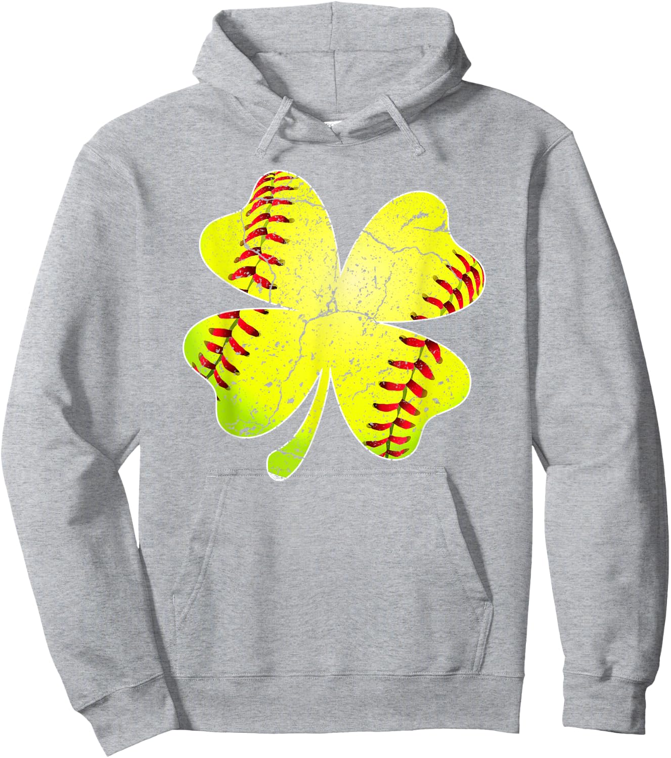 Funny Softball Shamrock St Patricks Day Softball Lover Hoodie - Hoodie | Ash