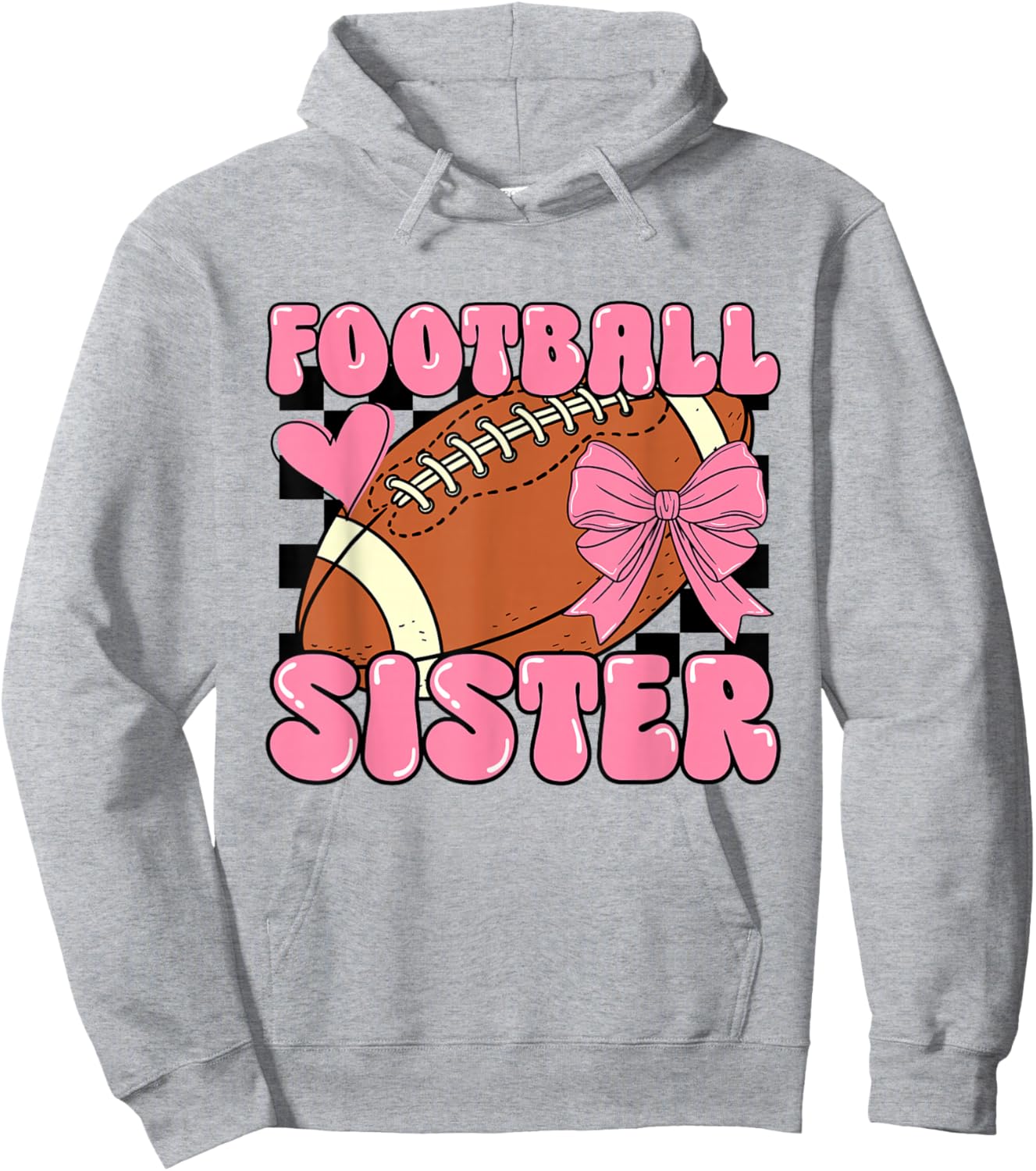 Cheer Football Sister Cute Football Coquette Bow Women Girls Hoodie - Hoodie | Ash