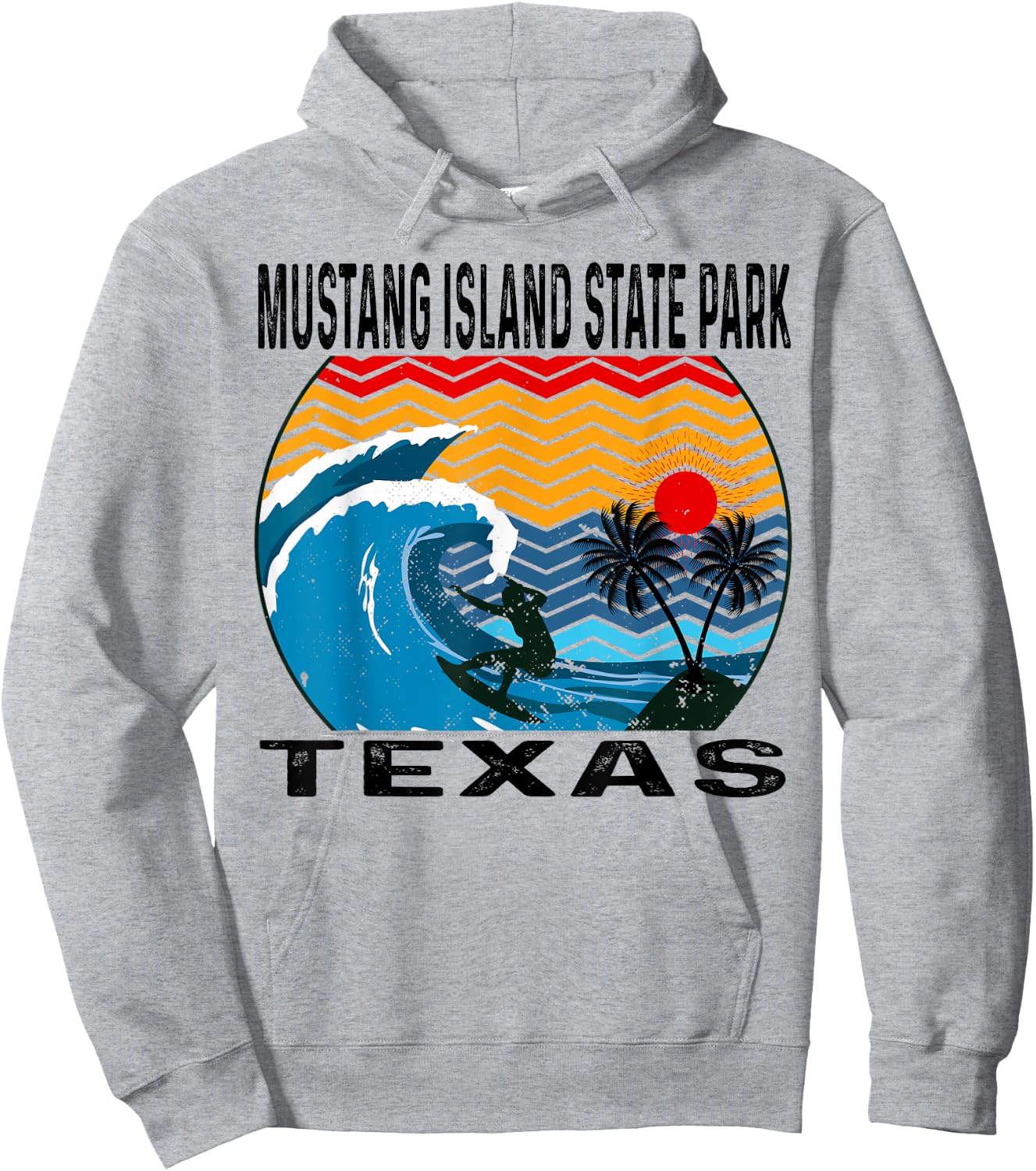 Mustang Island State Park Texas Surfing Surfboard Hoodie - Hoodie | Ash