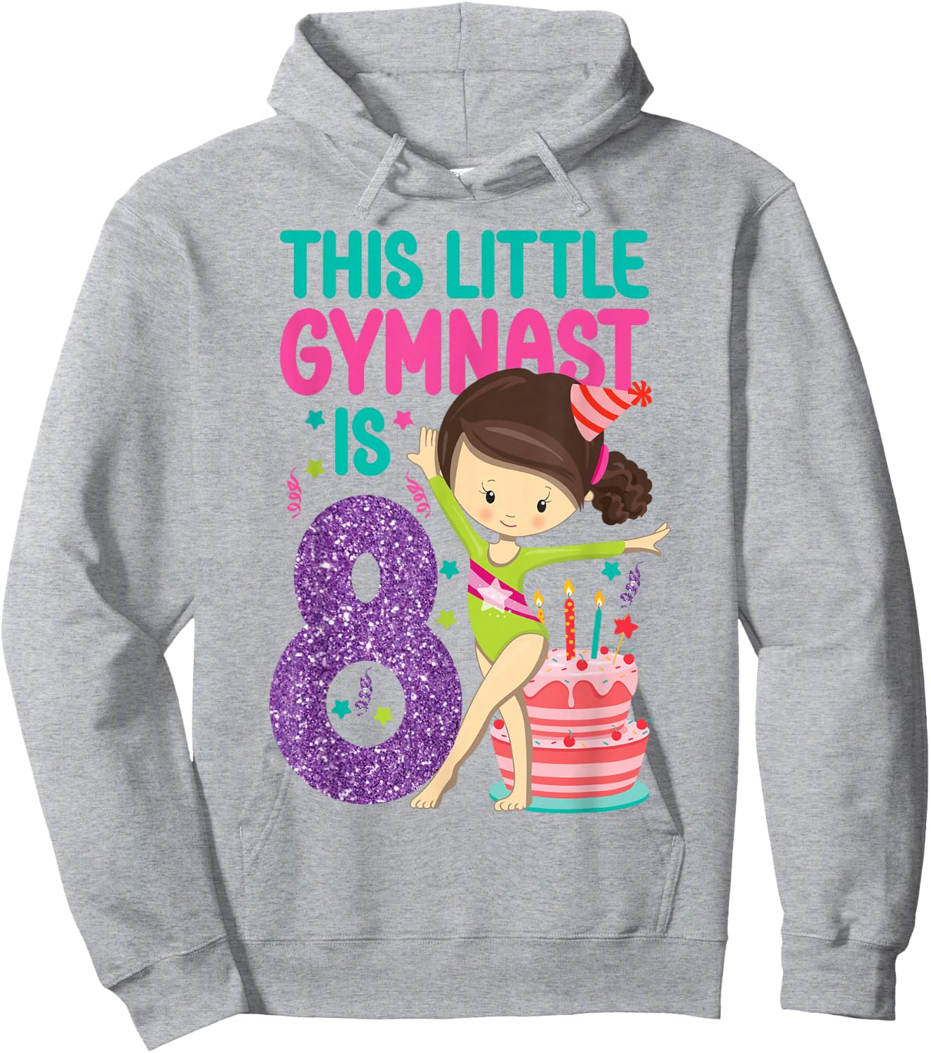Gymnastics 8th Birthday This Little Gymnast Is 8 Hoodie - Hoodie | Ash