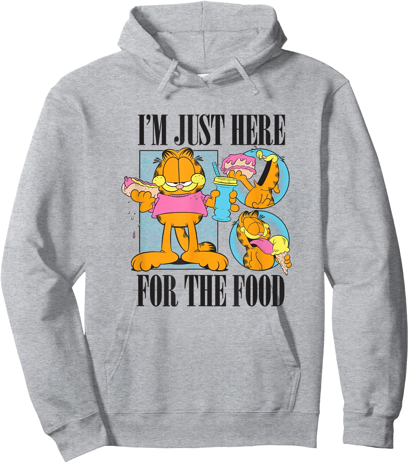 Garfield I'm Just Here For The Food Vintage Snack Panels Hoodie - Hoodie | Ash