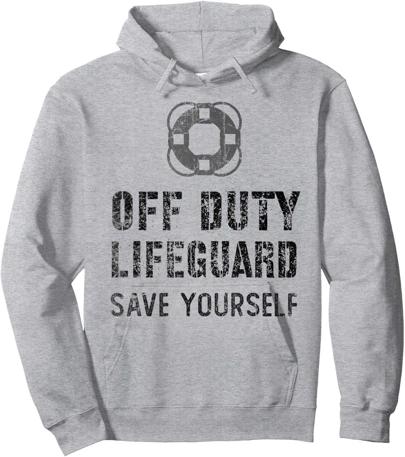 Save Yourself Lifeguard Waterpark Humor White Off Duty Hoodie - Hoodie | Ash