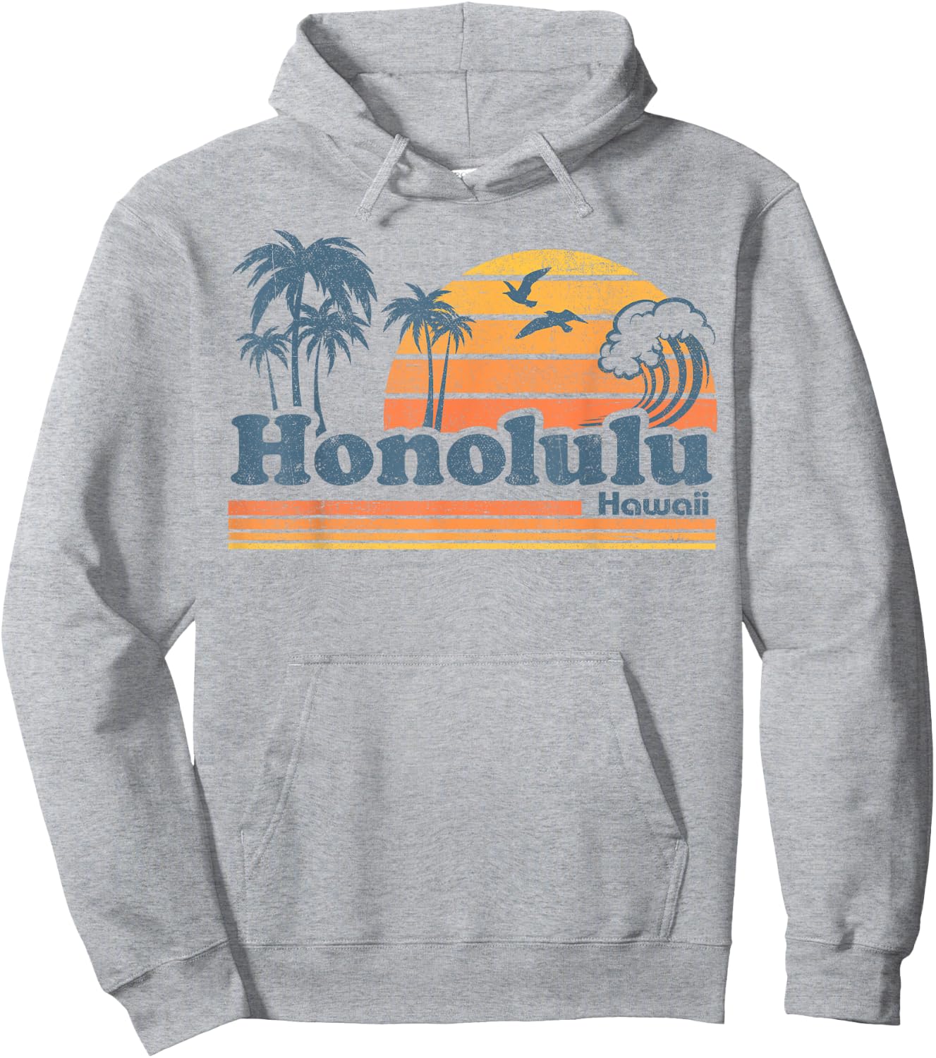 Honolulu Hawaii Vintage Beach Surfing 70s Retro Hawaiian Hoodie - Hoodie | Ash