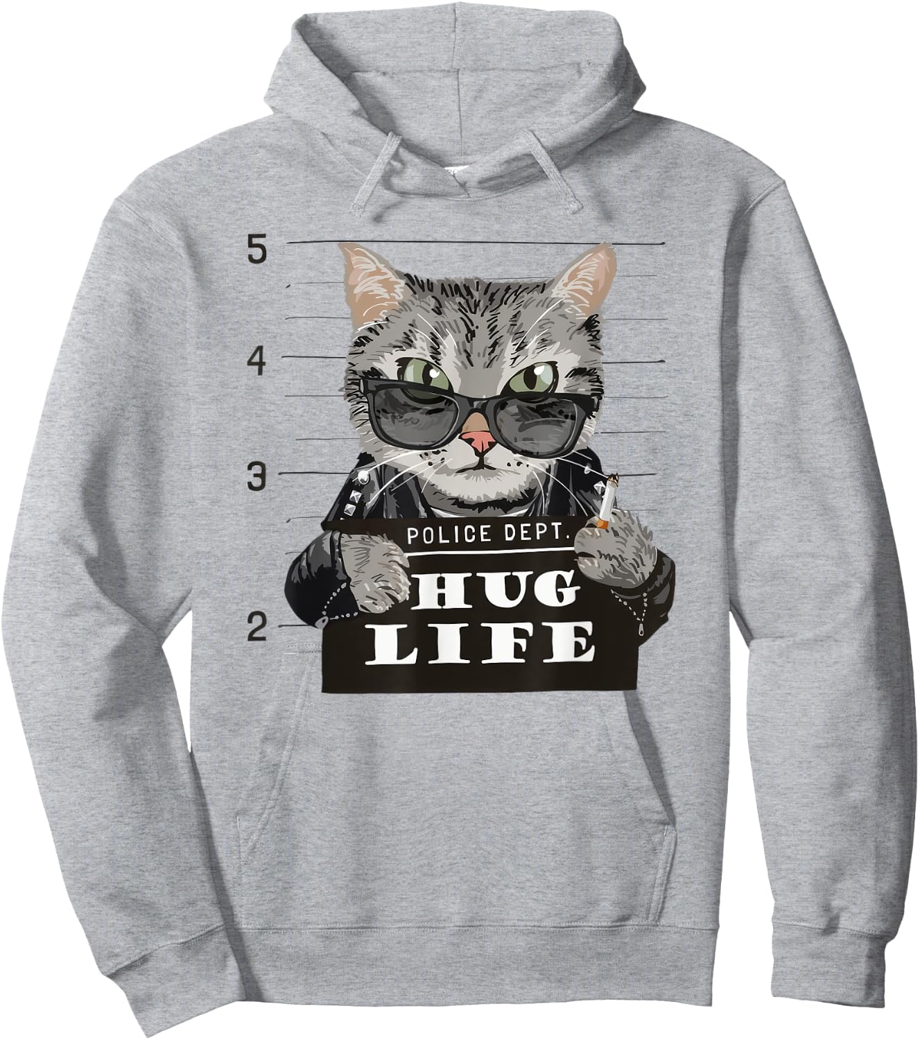 Hug-Life Funny Cat Kitten Kitty Thug Gangster Police Dept Men Women Kids Hoodie - Hoodie | Ash