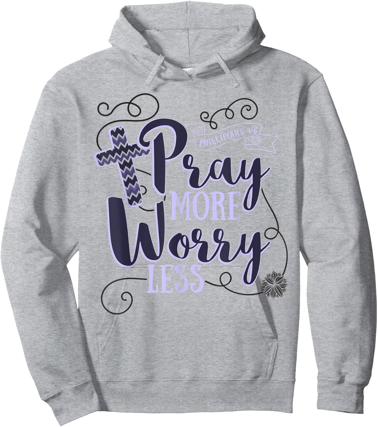 Pray More Worry Less Christian Gift Inspirational Hoodie - Hoodie | Ash